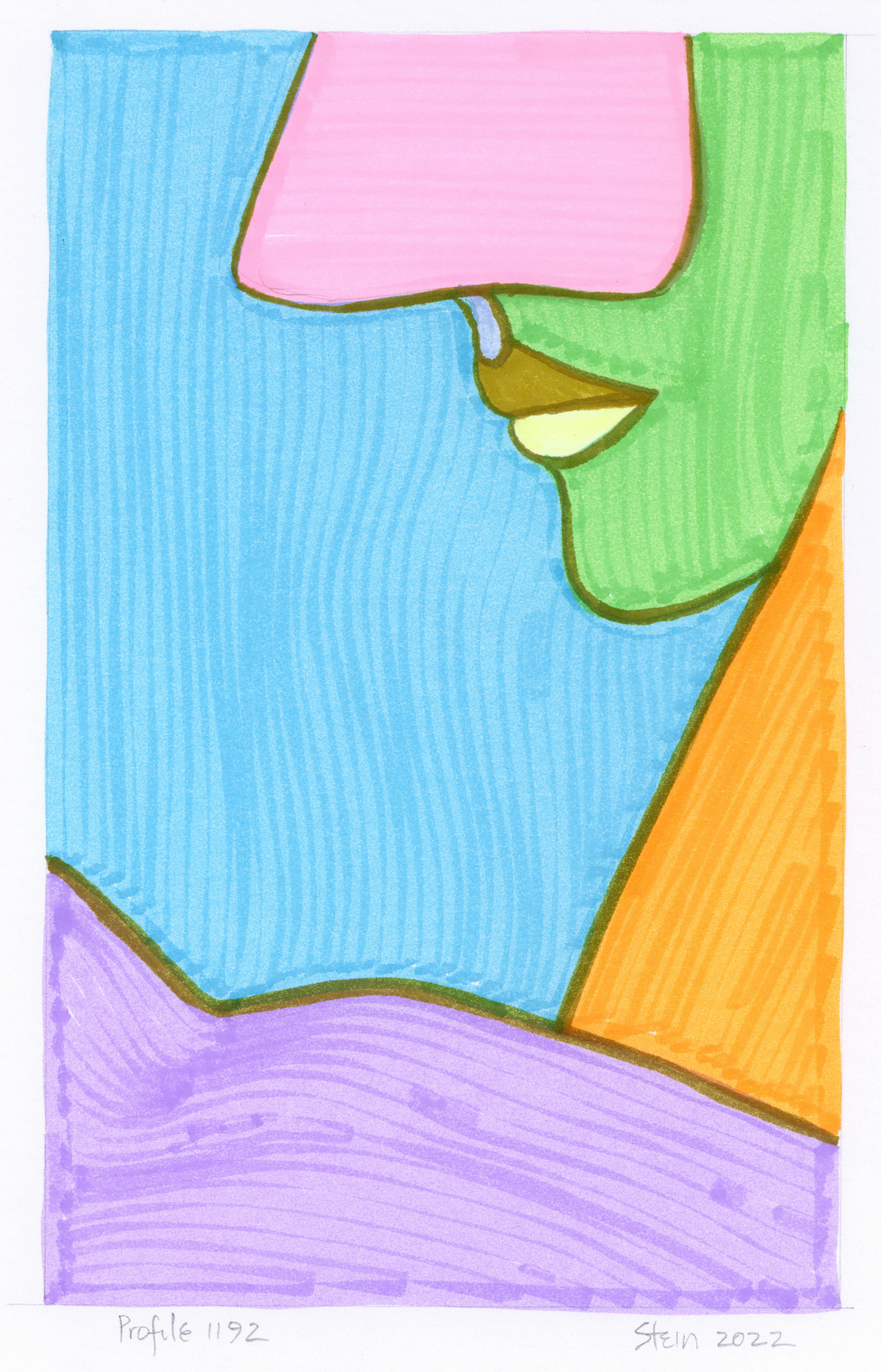 Dibujo Feminista LGBTQ+ Tinta de colores sobre tabla firmado - Linda Stein, Perfil 1192 en venta 7