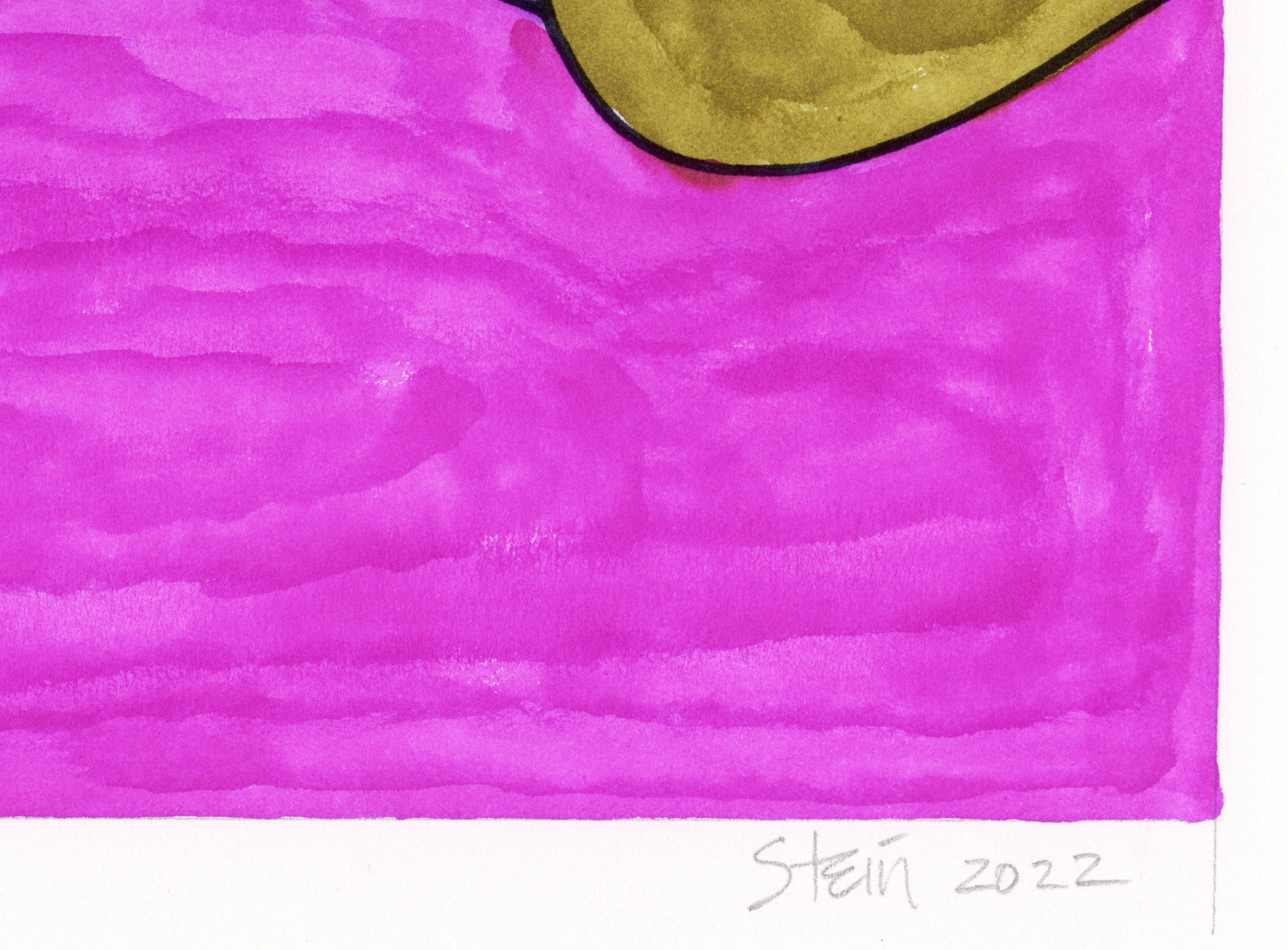 Signé Feminist LGBTQ+ Colorful Ink on Board Drawing - Profile Contented 1175 en vente 2