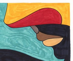 Signed Feminist LGBTQ+ Colorful Ink on Board Drawing - Linda Stein, Profile 1173