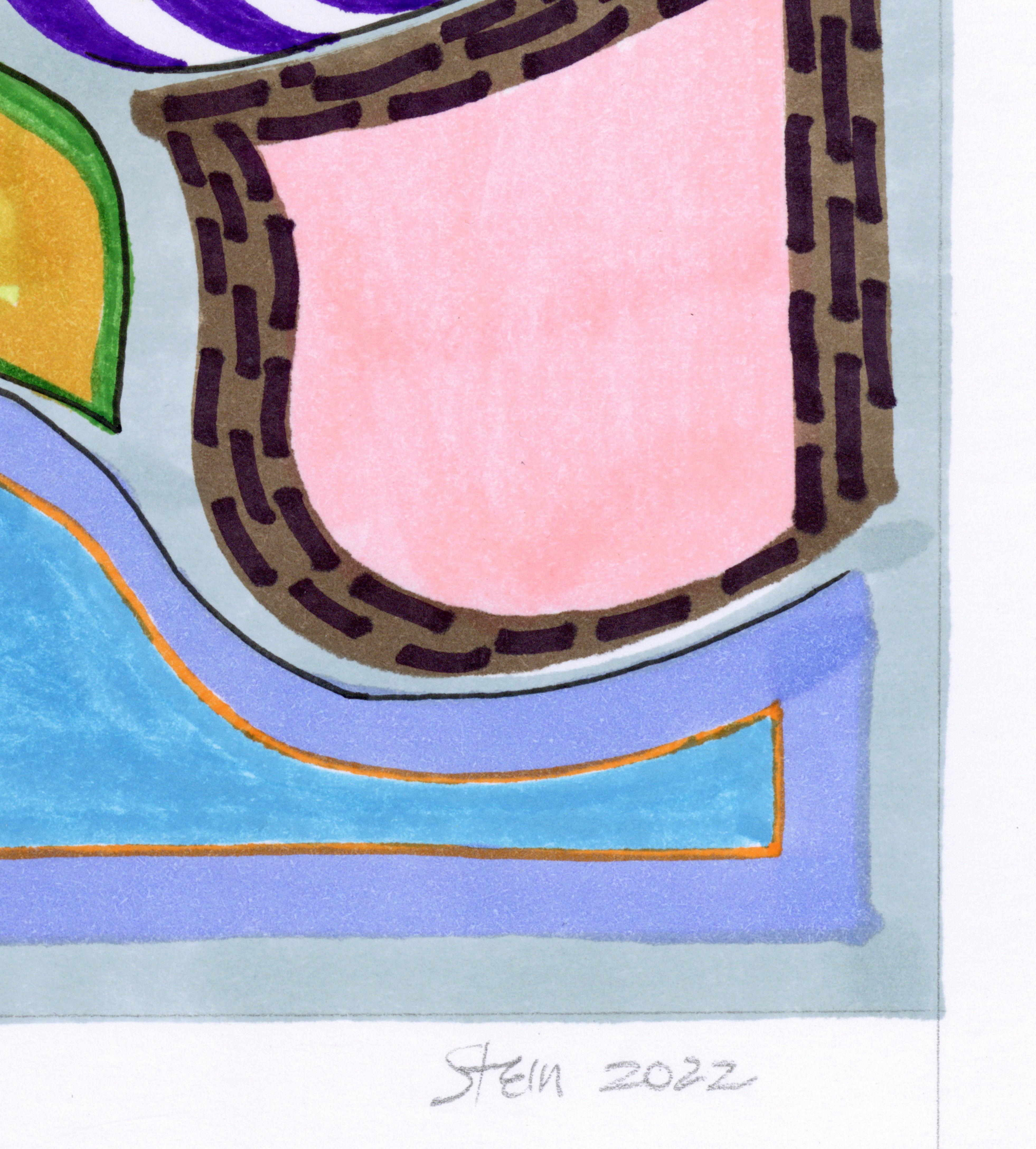 Signé Feminist LGBTQ+ Colorful Ink on Board Drawing - Profile Segments 1166 en vente 2