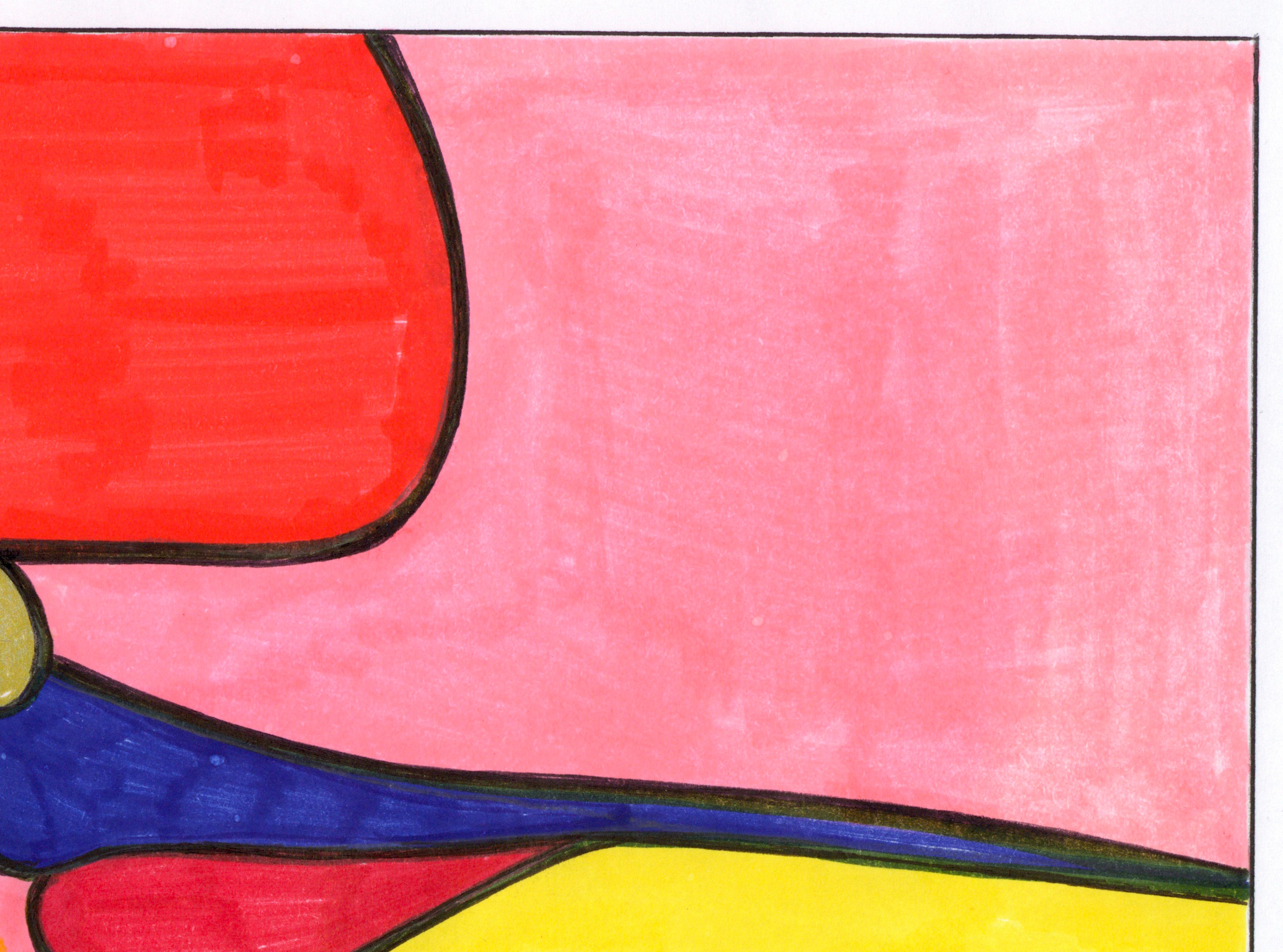 Dessin signé à l'encre colorée sur papier - A.Profiles 1148 - Féministe Art par Linda Stein