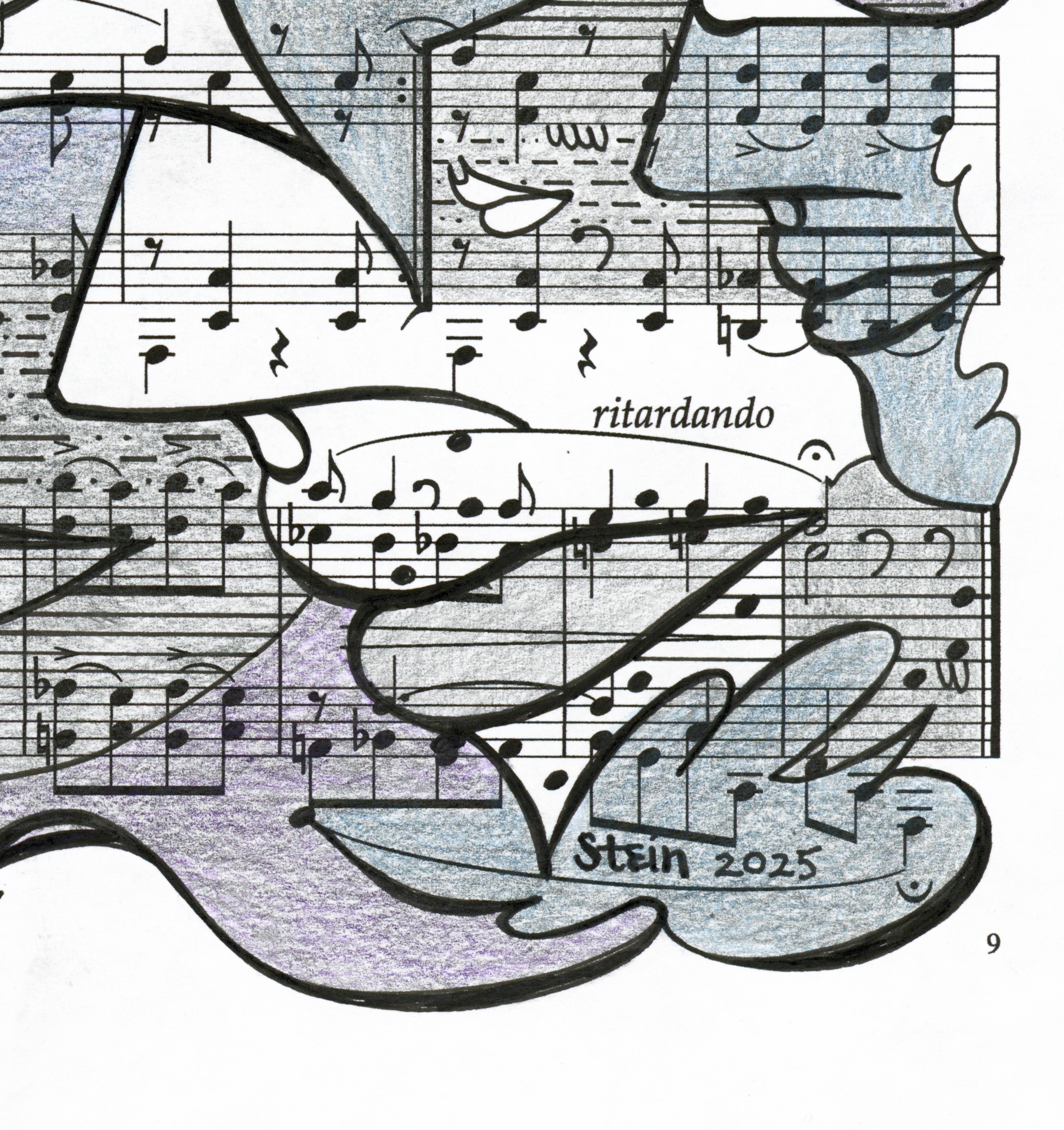Signed Feminist LGBTQ+ Colorful Ink on Paper Drawing - Profile Notation 418.020 For Sale 3