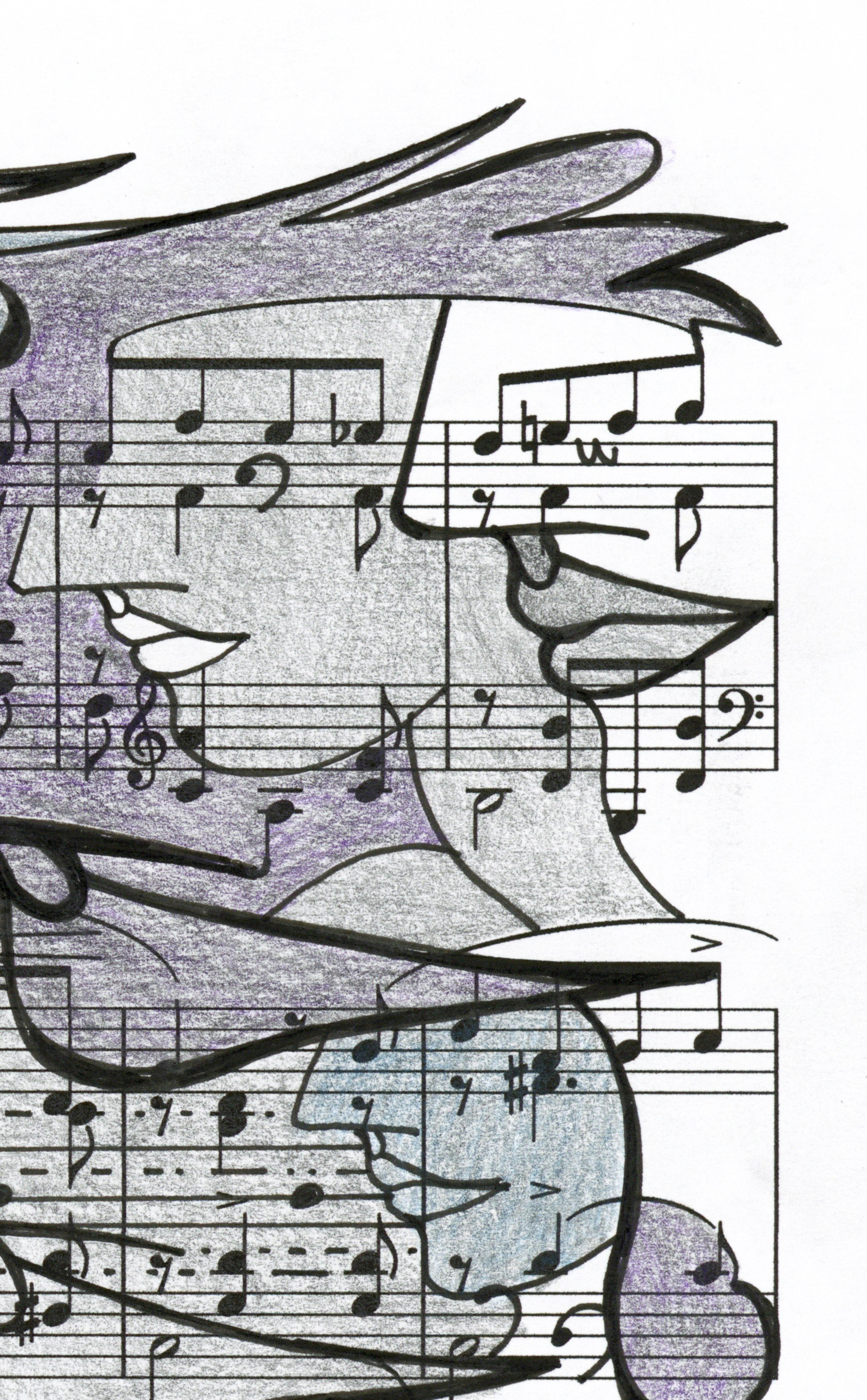 Linda Stein, Profile Notation 418.020 - Signed Feminist LGBTQ+ Colorful Ink, Color Pencil, and Graphite on Paper Drawing 

Profile Notation 418.020 is from Linda Stein's Profiles series--drawings, collages and paintings of facial profiles she