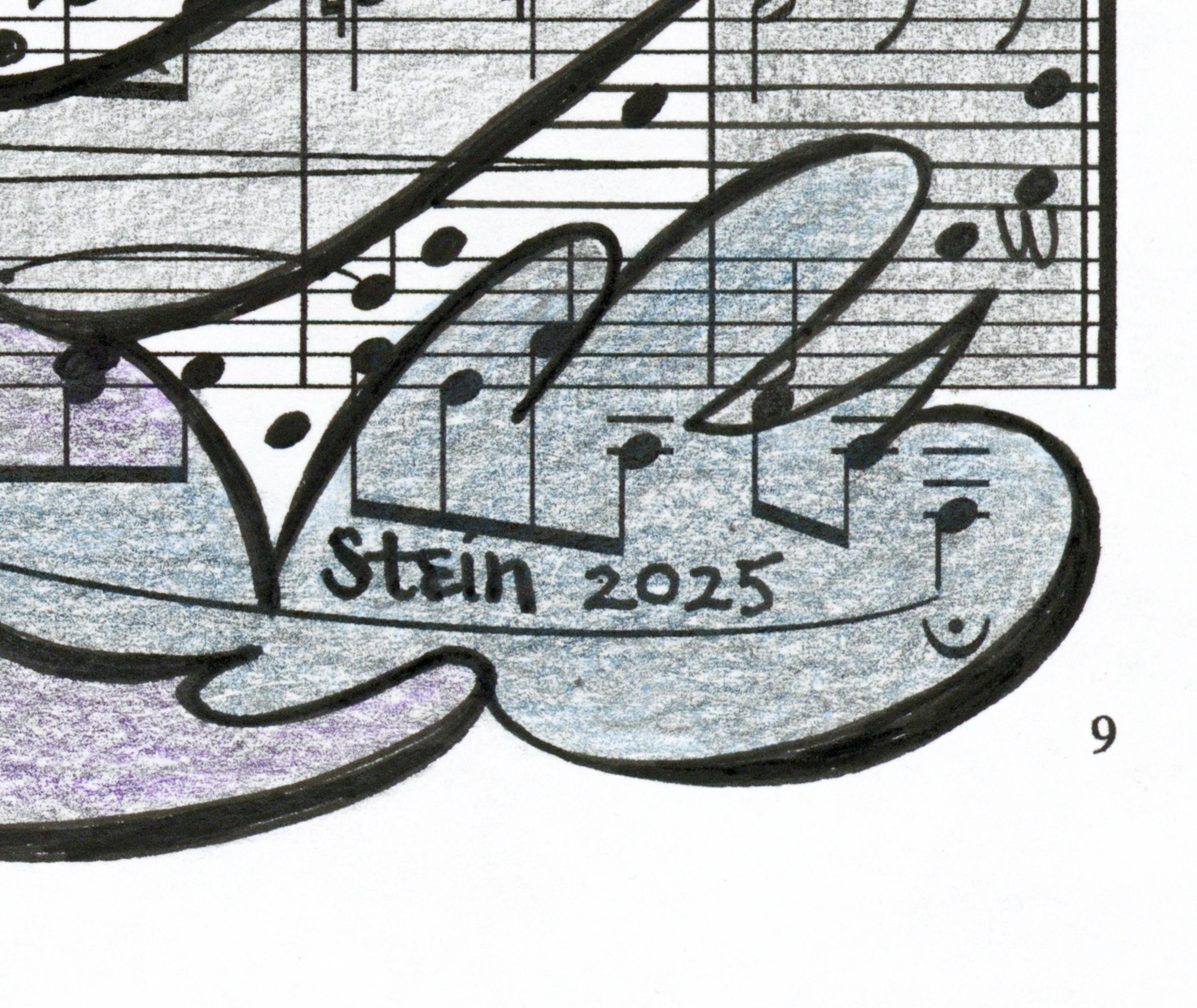 Signed Feminist LGBTQ+ Colorful Ink on Paper Drawing - Profile Notation 418.020 For Sale 4