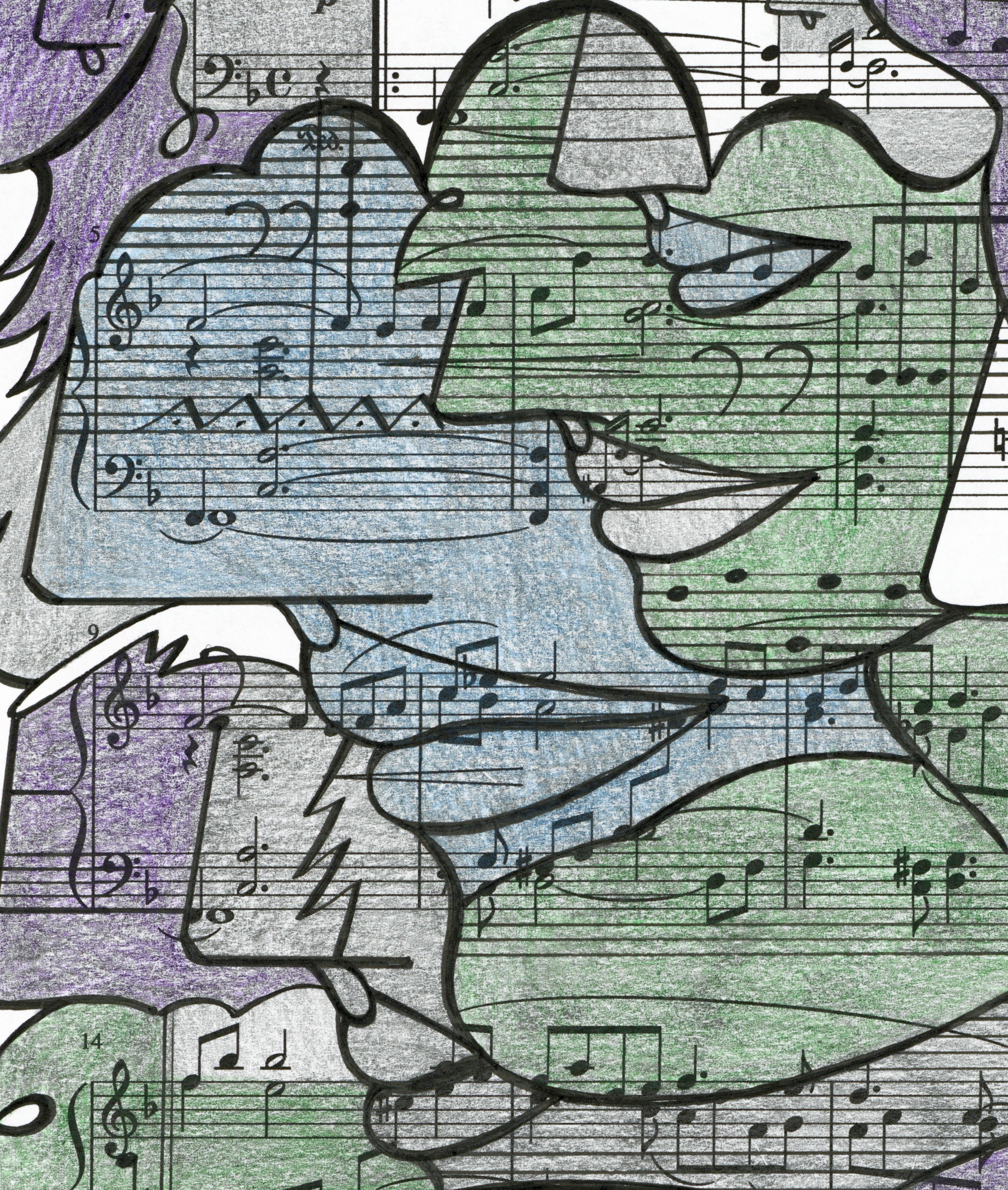 Signed Feminist LGBTQ+ Colorful Ink  on Paper Drawing - Profile Notation 418.021 For Sale 1