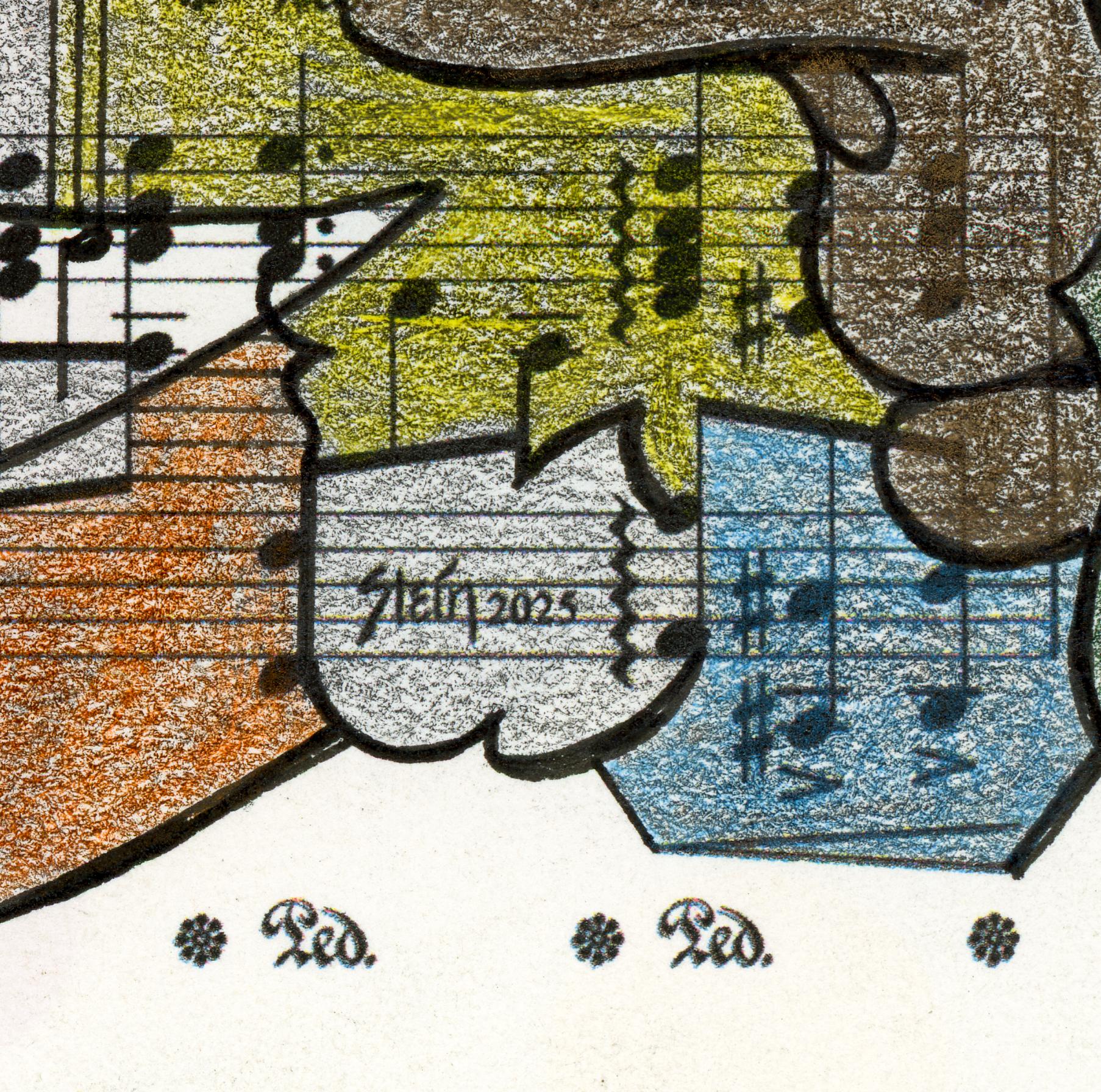 Signed Feminist LGBTQ+ Colorful Ink  on Paper Drawing - Profile Notation 418.025 For Sale 3
