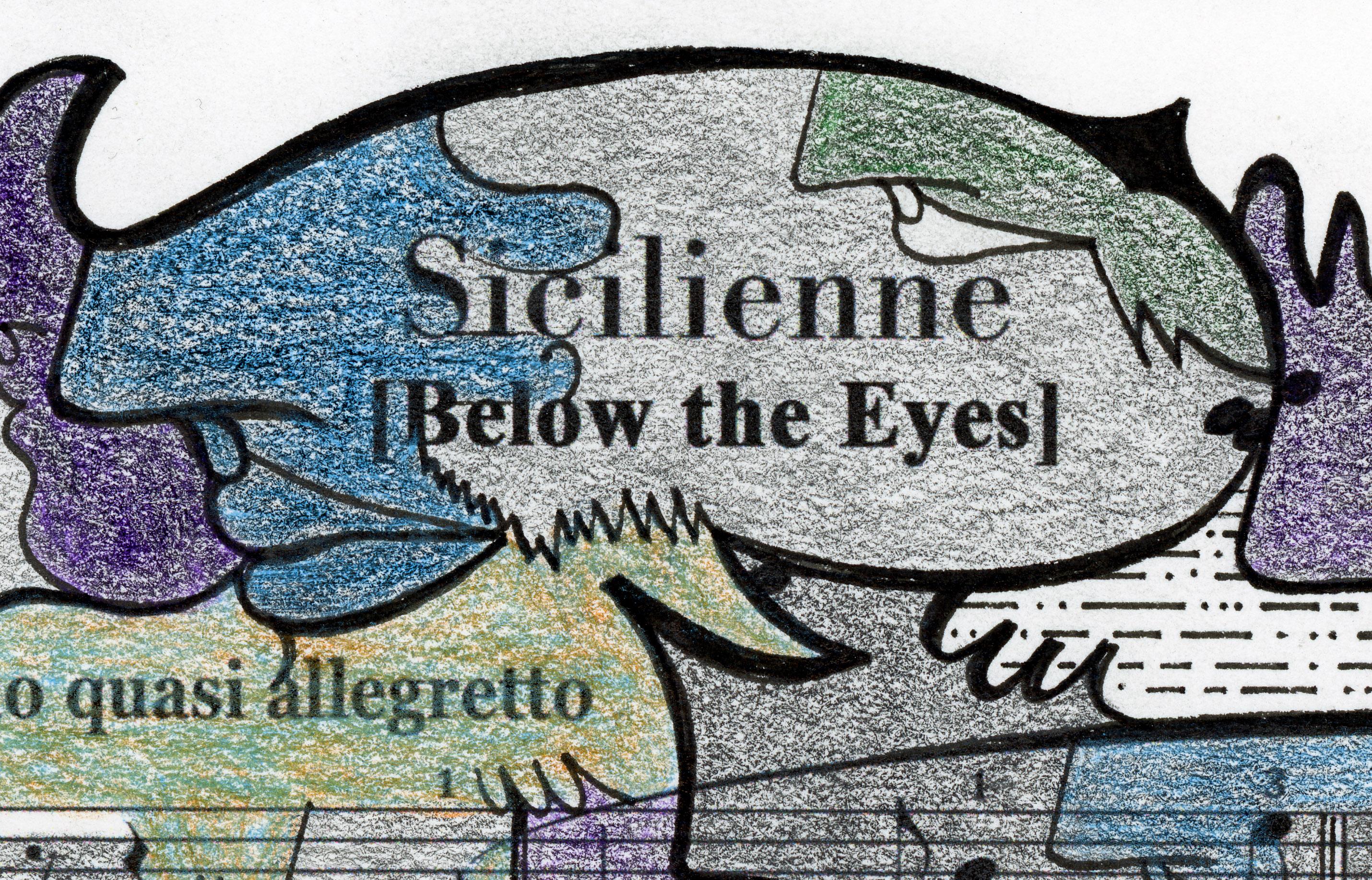Signed Feminist LGBTQ+ Colorful Ink  on Paper Drawing - Profile Notation 418.026 - Art by Linda Stein