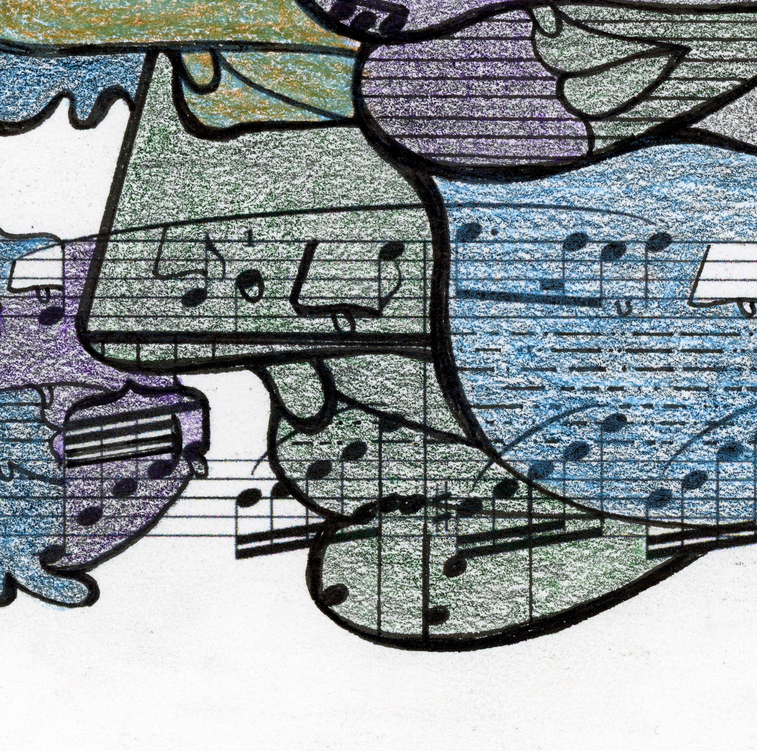 Signed Feminist LGBTQ+ Colorful Ink  on Paper Drawing - Profile Notation 418.026 For Sale 2