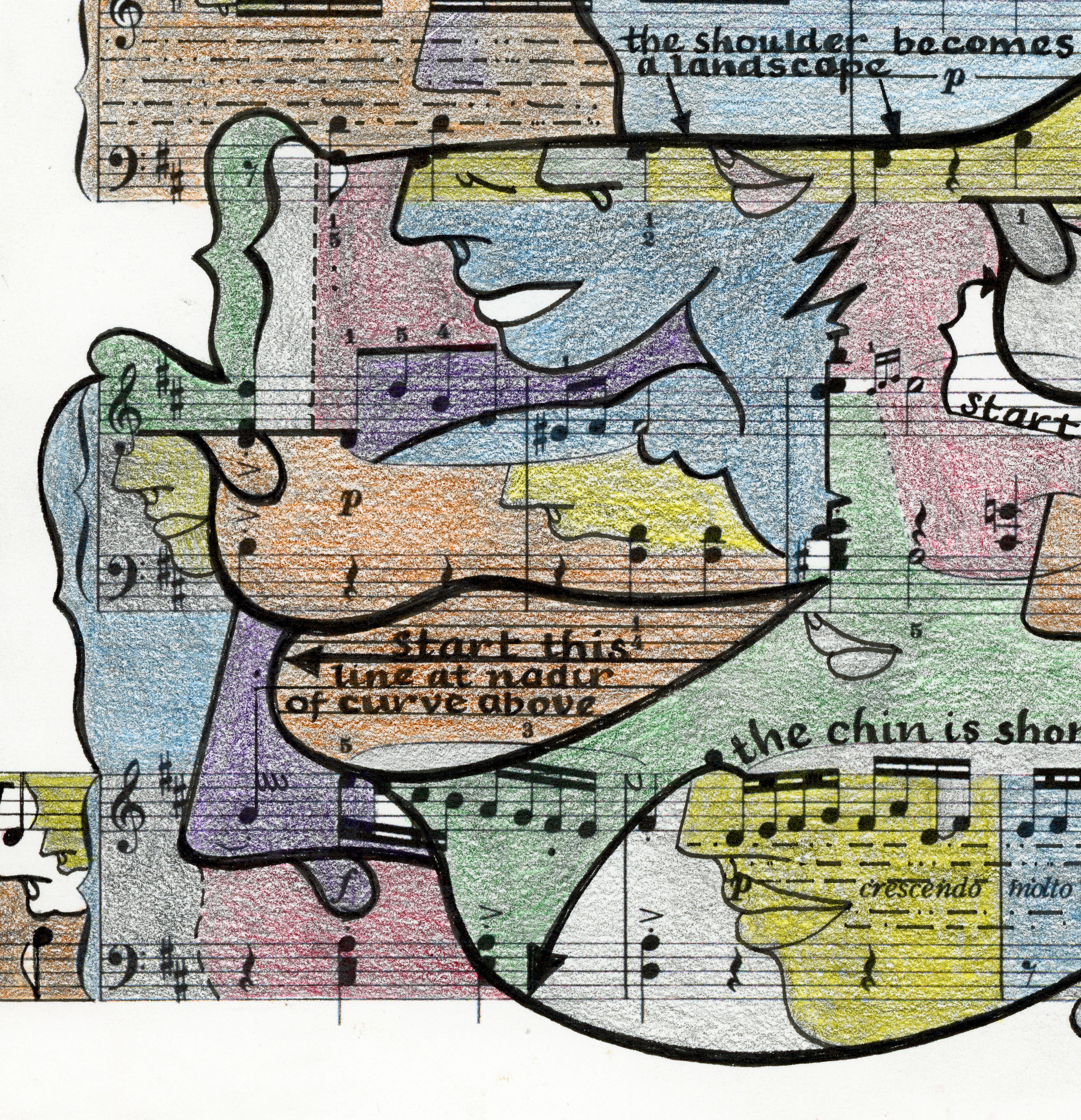 Dessin signé à l'encre colorée sur papier - Fantasia 418.029 en vente 1