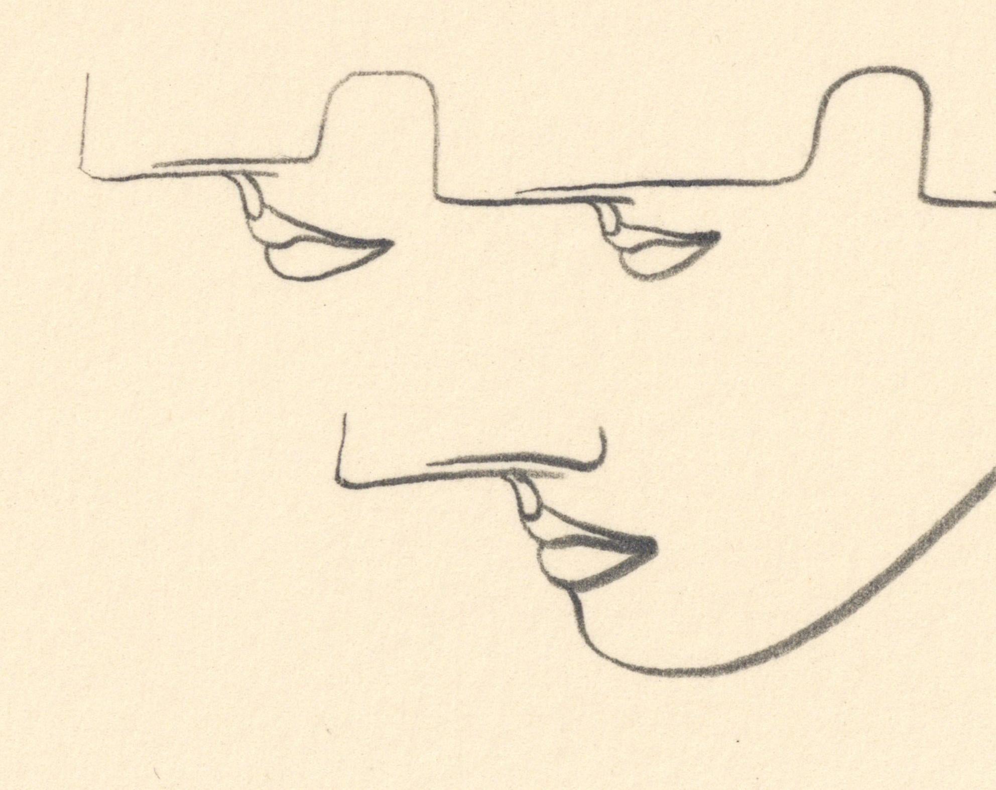 Signed Feminist LGBTQ+ Graphite on Paper Drawing - Profile Flying 446.074 For Sale 3