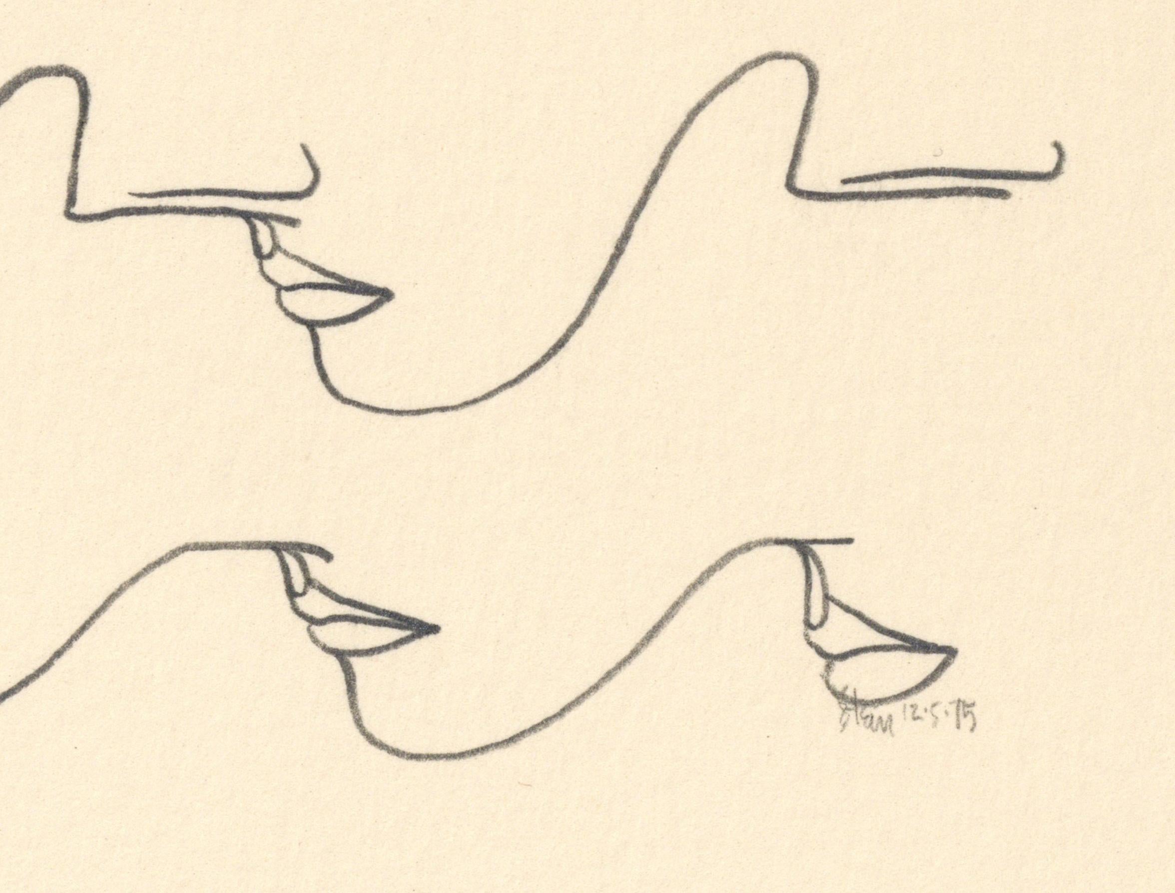 Signed Feminist LGBTQ+ Graphite on Paper Drawing - Profile Flying 446.074 For Sale 1