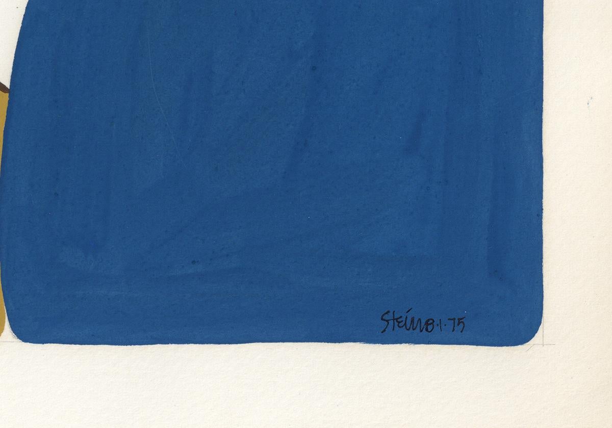 Dessin acrylique sur papier du féministe LGBTQ+ signé, profil massif 383.060 - Beige Figurative Art par Linda Stein