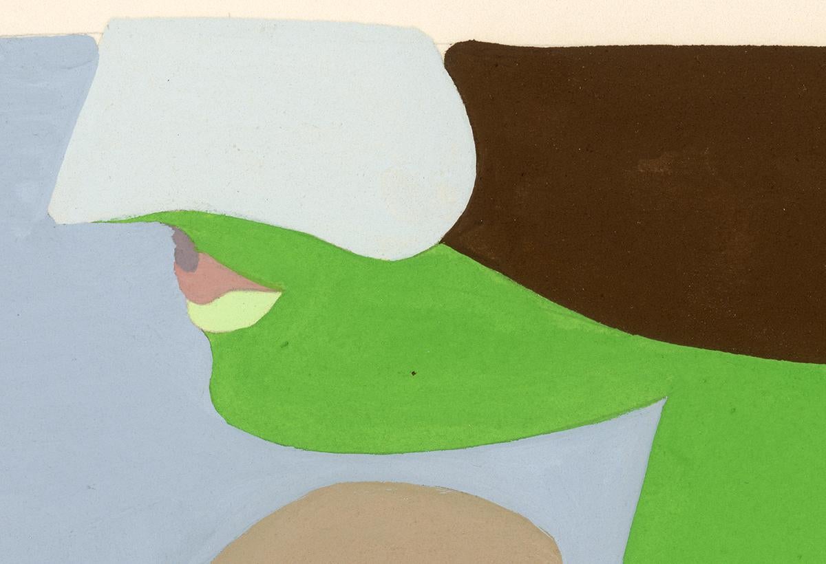 Dessin acrylique sur papier du féministe LGBTQ+ signé, profil massif 383.035 - Vert Figurative Art par Linda Stein