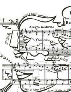 Dibujo Feminista LGBTQ+ Tinta sobre Papel Notación Musical - Bourrée I 418.031