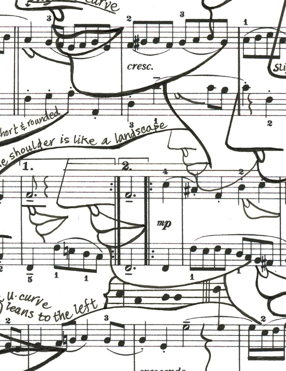 Féministe LGBTQ+ signé Encre sur papier Dessin de notation musicale - Bourrée I 418.031 en vente 1