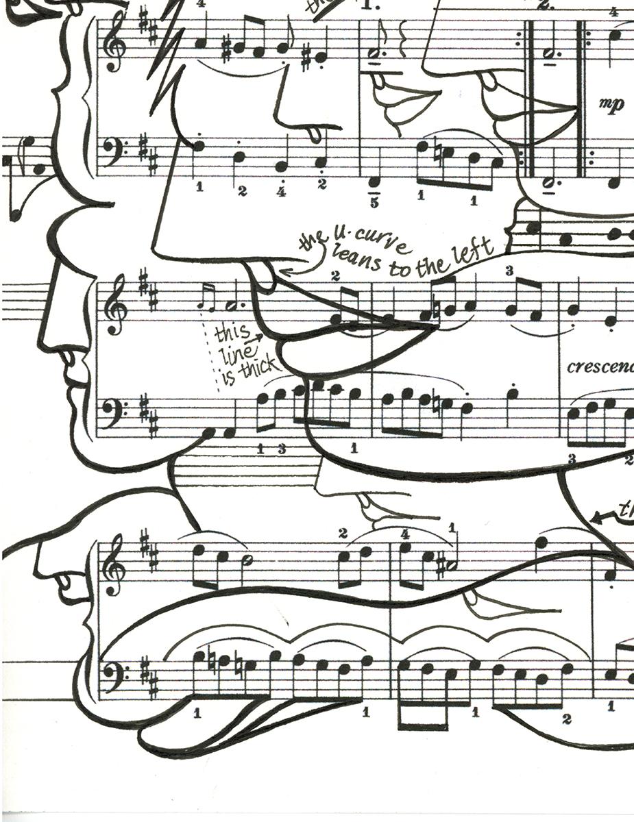 Féministe LGBTQ+ signé Encre sur papier Dessin de notation musicale - Bourrée I 418.031 en vente 3