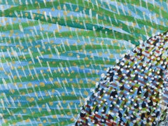 Watercolor on paper, impressionist, colorful, green, blue  - Blade Vibration 247