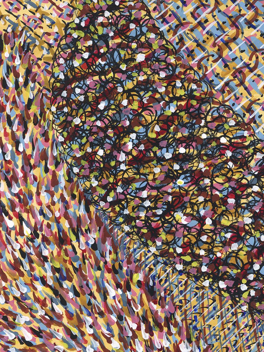 Acrylic on paper, impressionist, colorful, yellows, pinks - Blade Vibration 276 For Sale 1