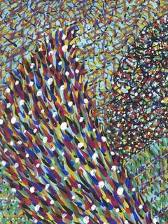 Acrilico su carta, impressionista, colorato, verde, blu - Infrangere le regole 712