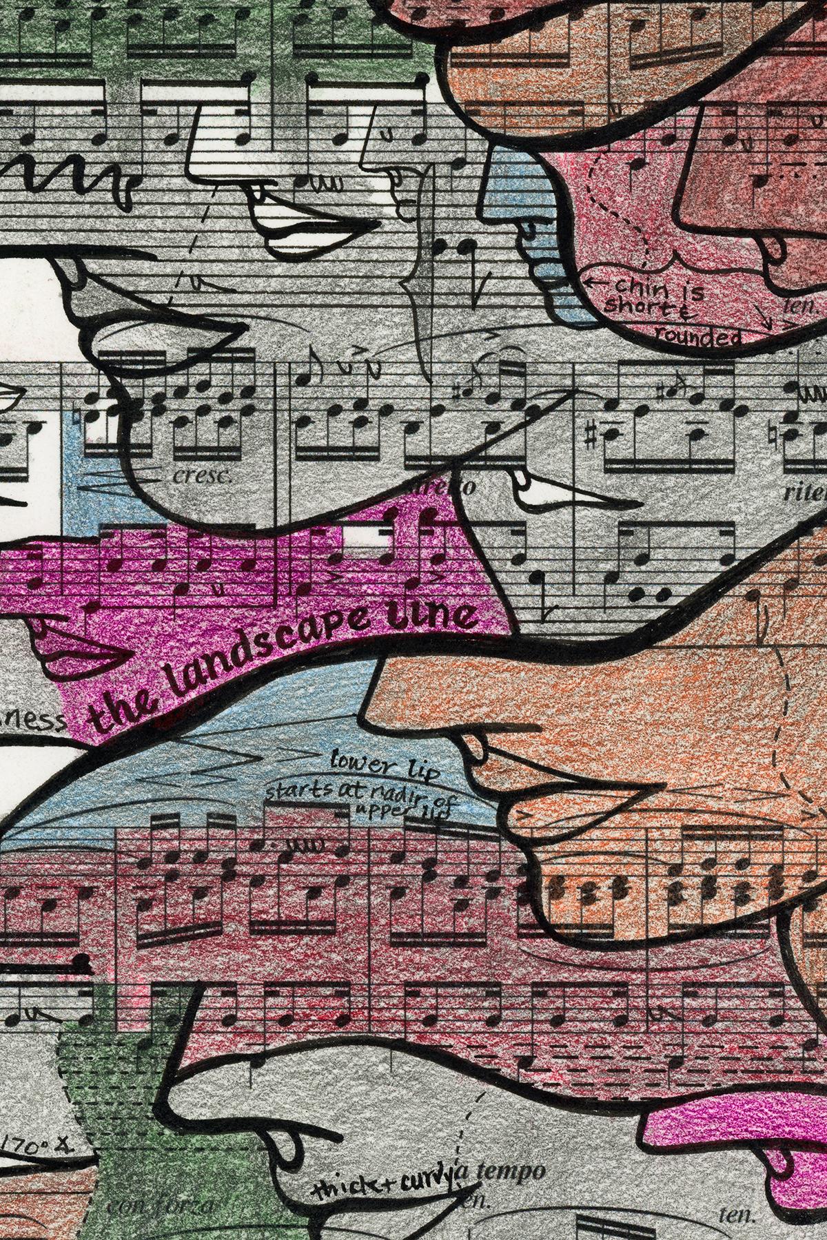 Signed Feminist LGBTQ+ Colorful Ink on Paper Drawing - Etude Op. 10 No. 418.032 For Sale 4