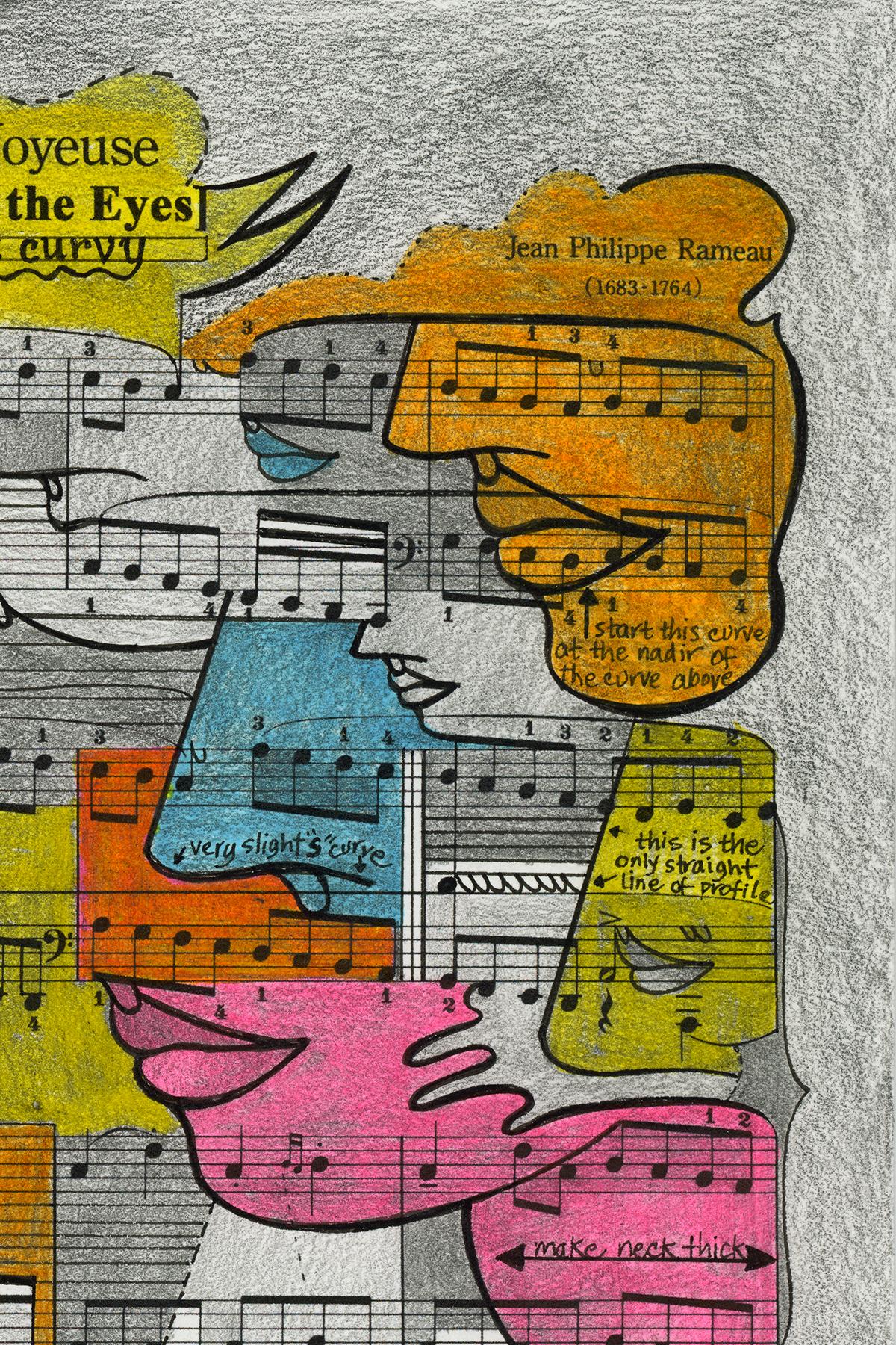 Signed Feminist LGBTQ+ Colorful Ink on Paper Drawing - La Joyeuse 418.033 - Brown Figurative Art by Linda Stein