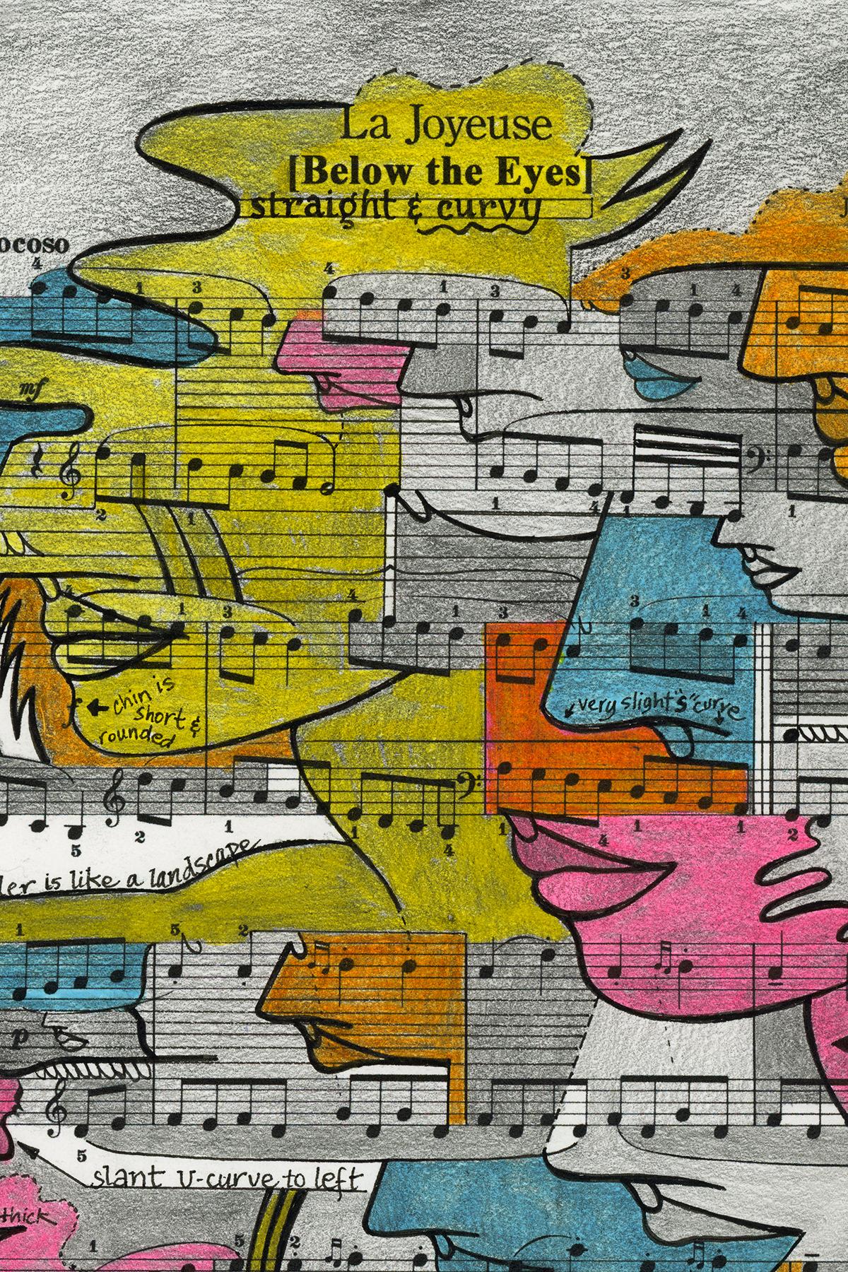 Signed Feminist LGBTQ+ Colorful Ink on Paper Drawing - La Joyeuse 418.033 For Sale 2