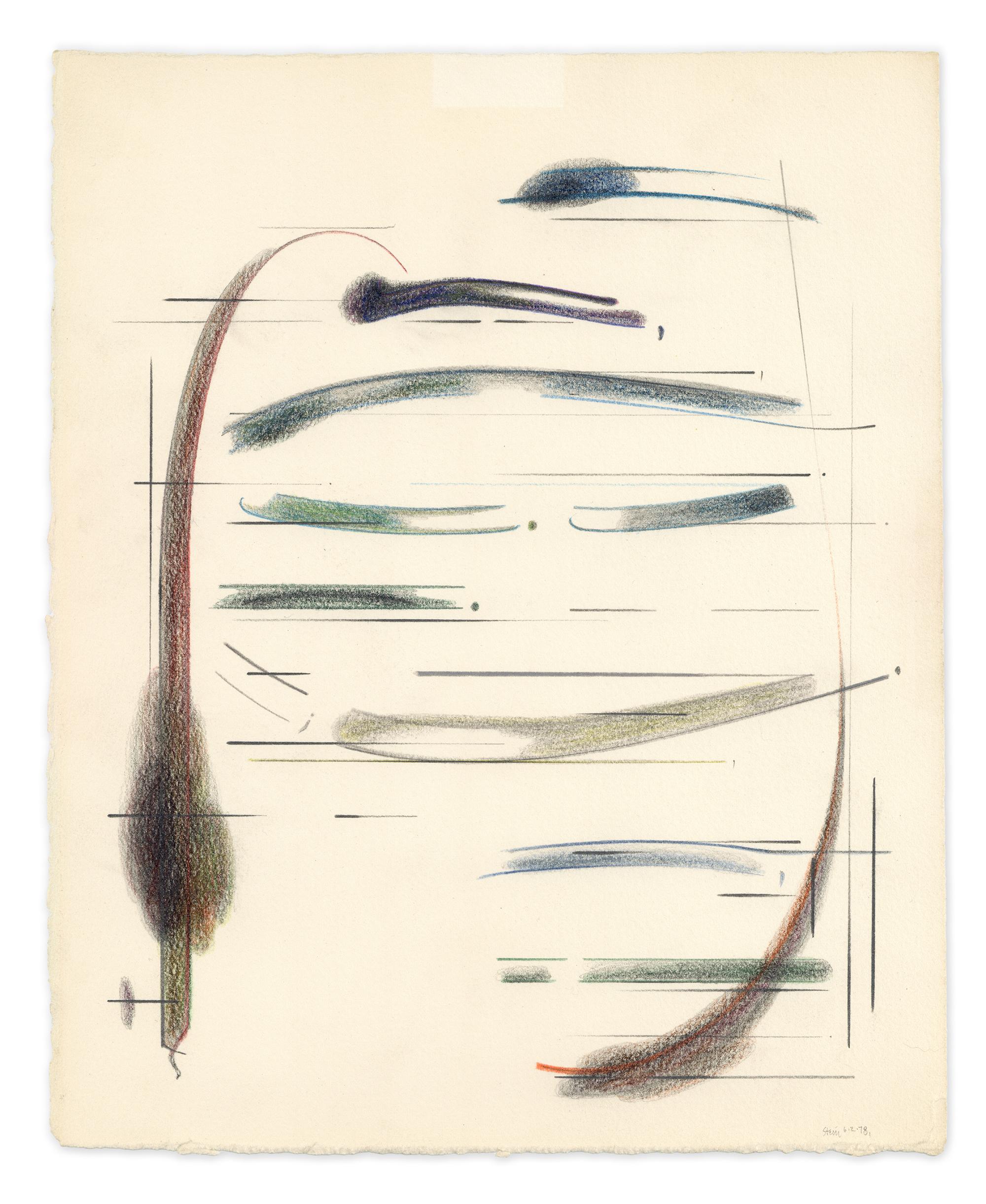 Abstract Drawing Linda Stein - Dessin signé au crayon de couleur, graphite, féministe LGBTQ+ - Lettre 424.027