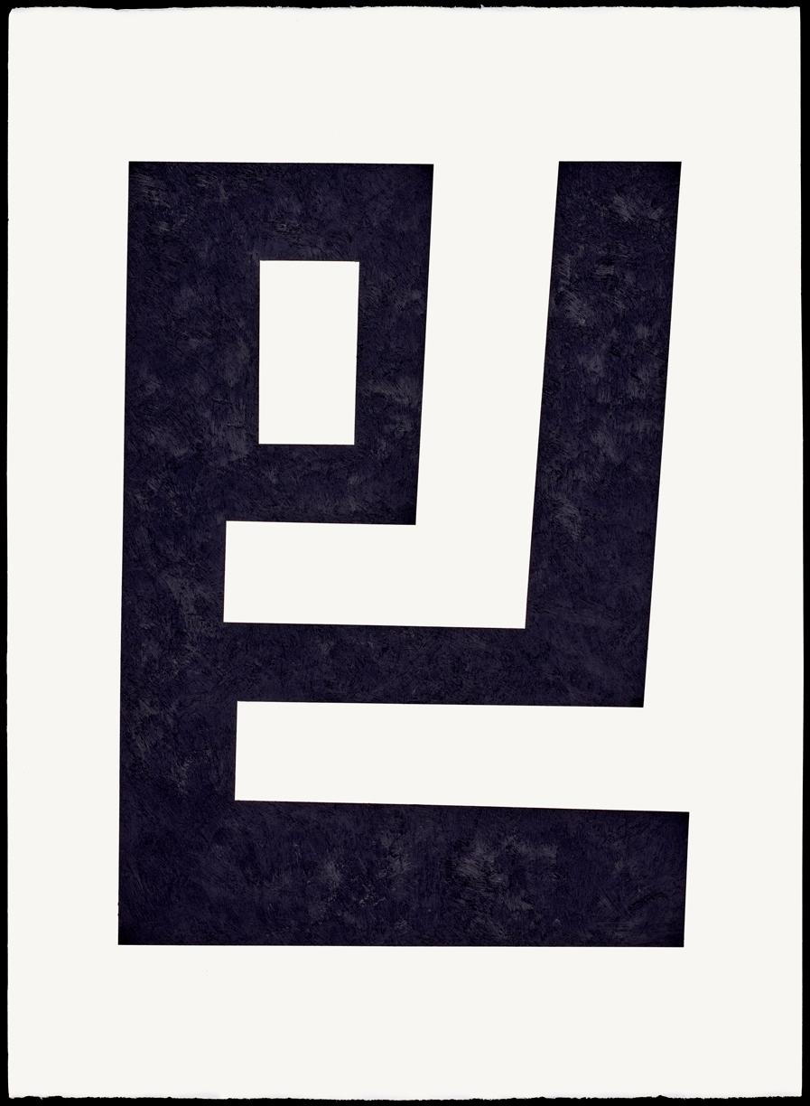 John Guthrie Abstract Painting - "Glom" Minimalist Geometric Black and White Painting 