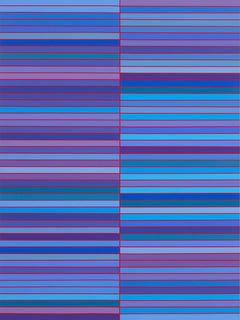 "Blue Blood" Geometric Pattern Painting in Blue and Purple 