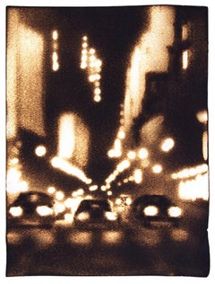 "Three Lanes Downtown" Burn Drawing of New York City 