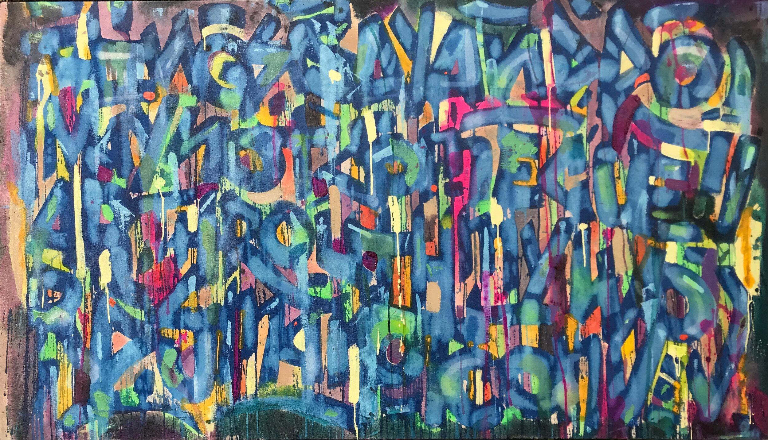 "Determination", Text-based Abstract Expressionist Painting 