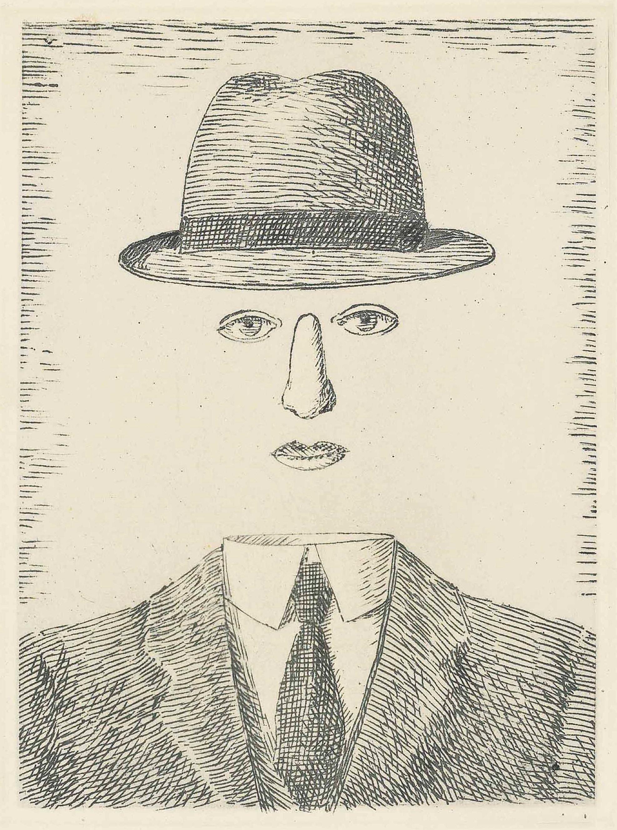 René Magritte Portrait Print – "" Paysage de Baucis" Ren Magritte-Radierung 