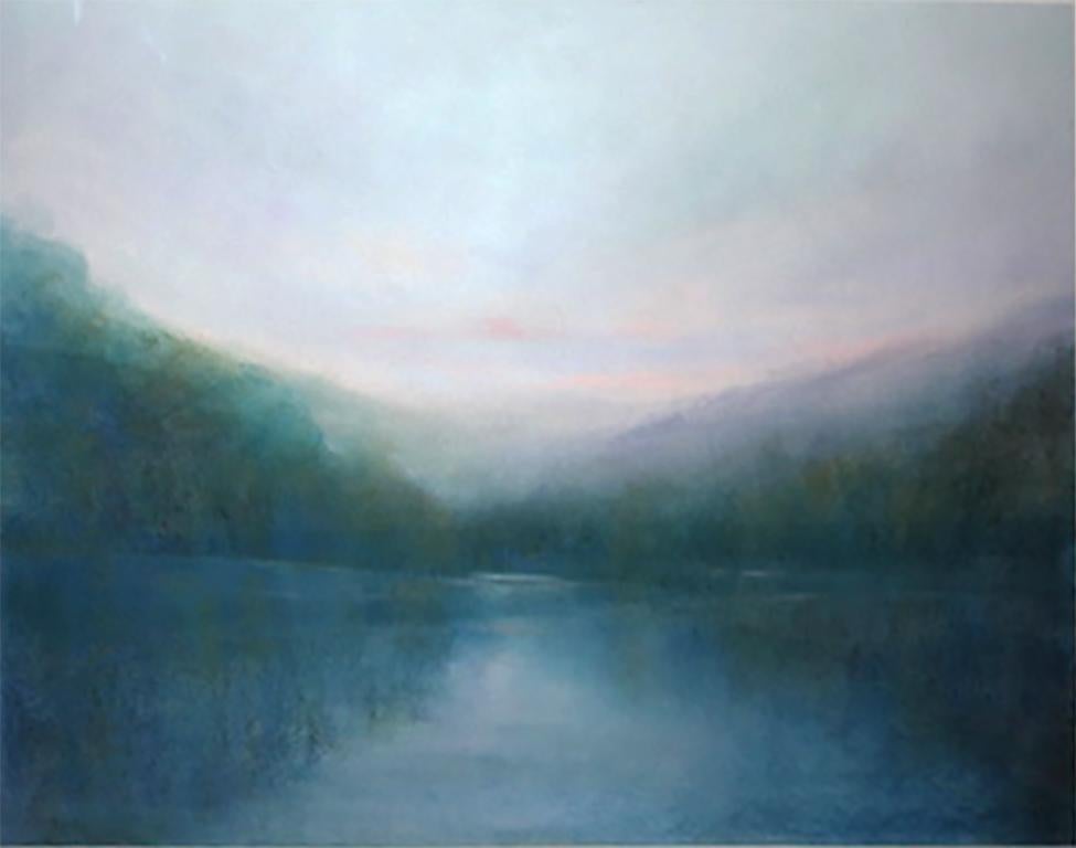 Donna Levinstone Landscape Art - Untitled, Pastel River Landscape
