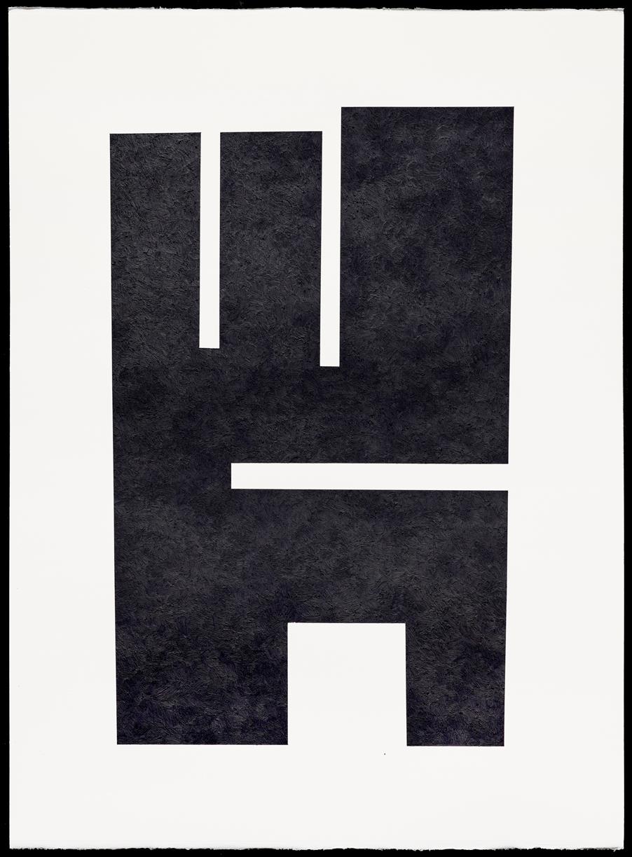 John Guthrie Abstract Painting - "King" Contemporary Black and White Minimalist Painting 