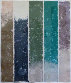 PK-0077, Kenneth Noland Handmade Paper in Purple, Turquoise, and Green