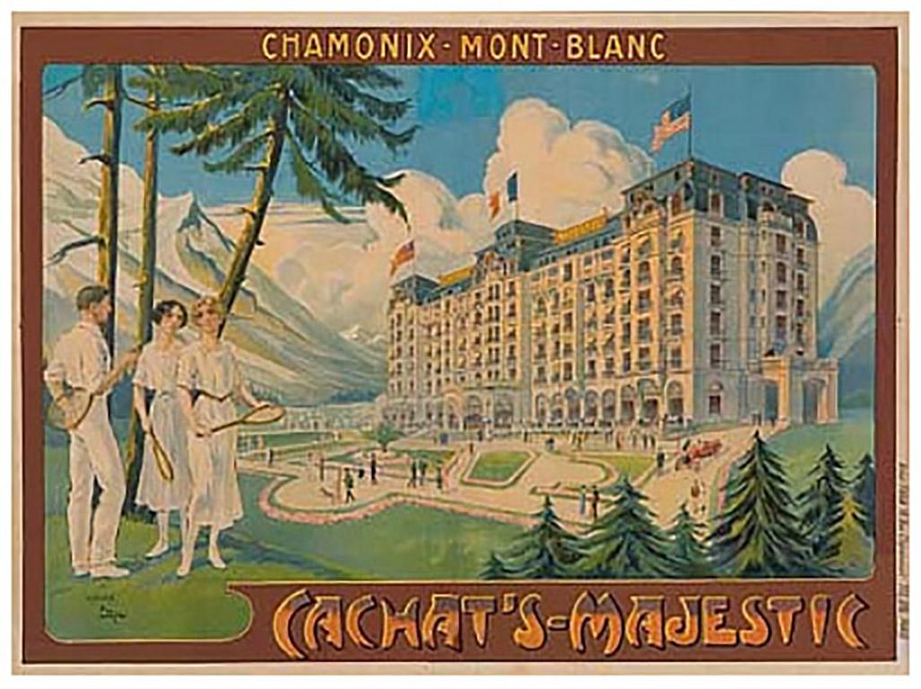 Candido Aragonez de Faria Landscape Print - Vintage French Alps Poster at Mont Blanc Chamonix, France