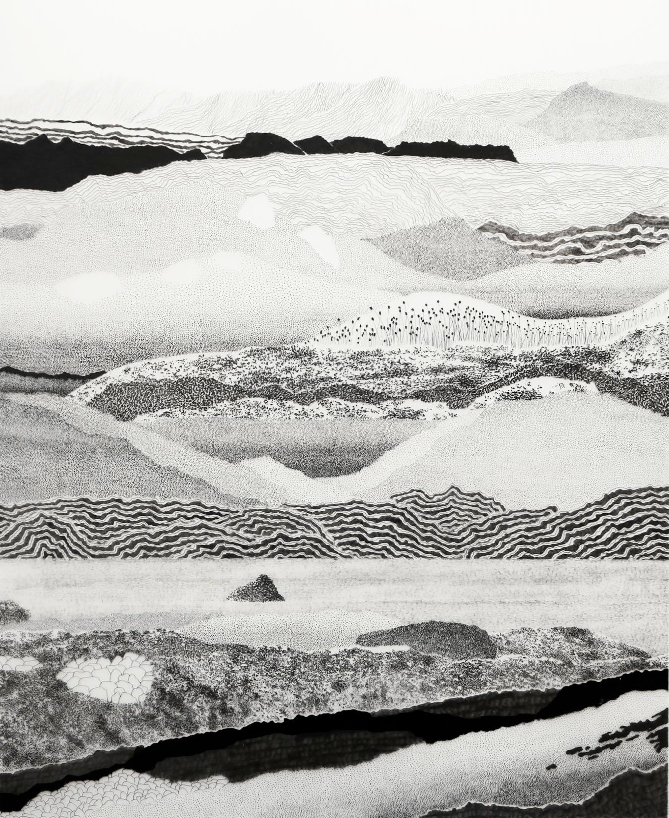 Relief Amovible - Hilly Landscape Drawing
