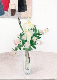 Seringa with Vase - Colored Pencils, Flowers, Interior