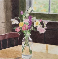 Bouquet, Original Drawing, Still-Life, Interior, Flowers