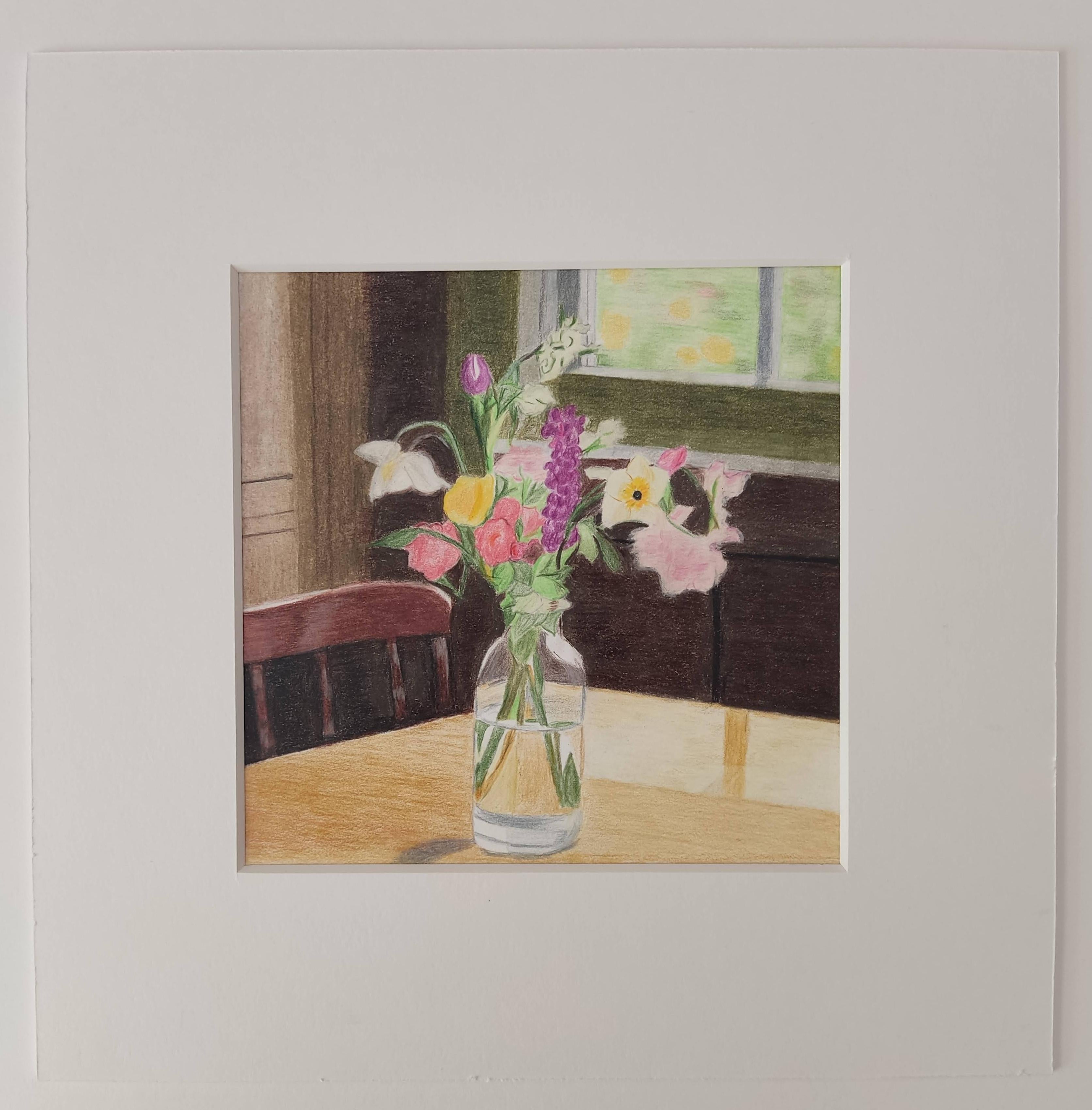Bouquet, Original Drawing, Still-Life, Interior, Flowers For Sale 2