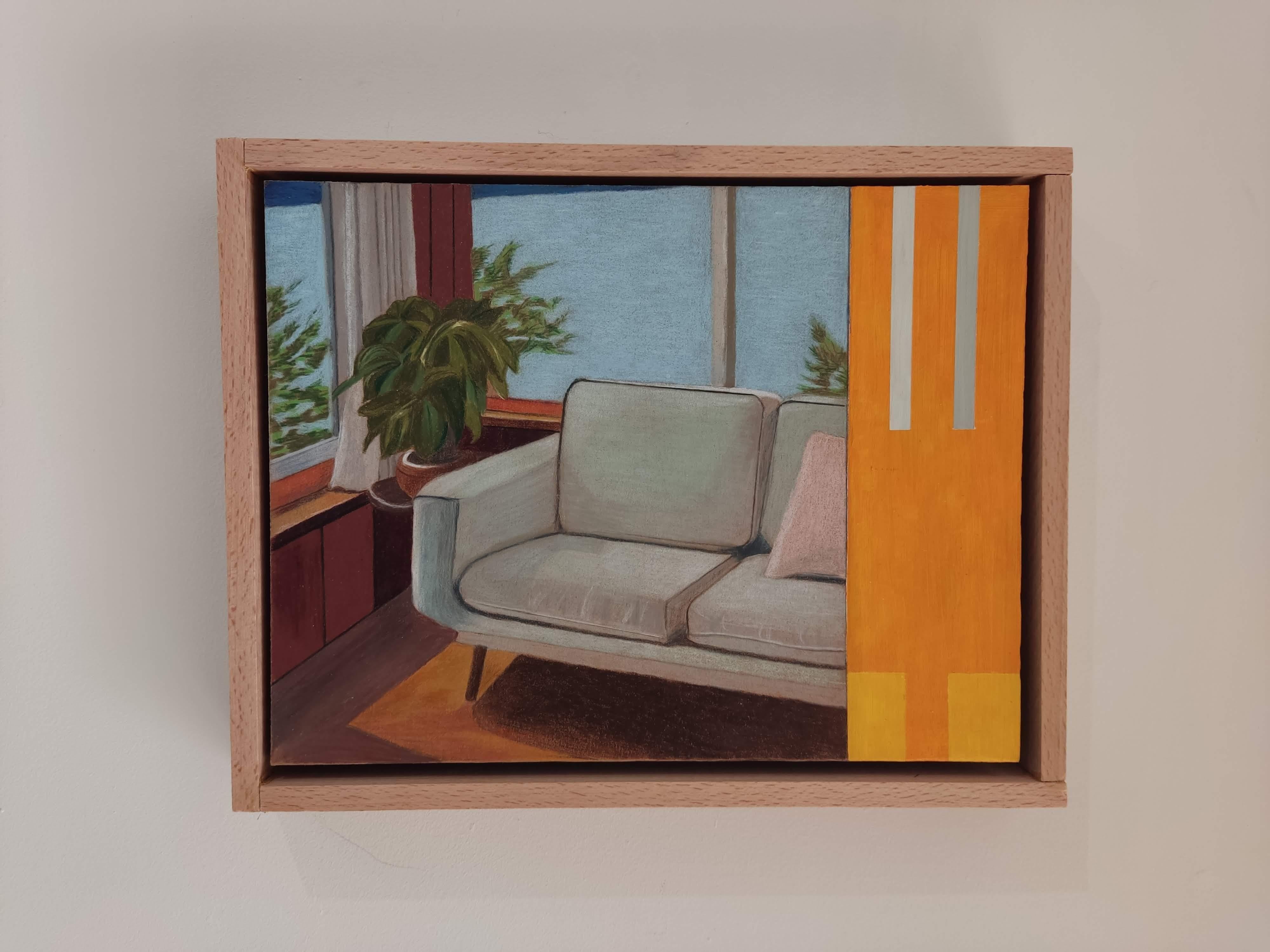Oil painting and Oil based color pencils on Archival Cardboard 2mm - Original Painting and Drawing, Still-Life, Interior, Ready to hang
Work Title : Fenêtre sur lac  (EN : Window on lake)
Artist : Gabriel Riesnert (French artist, Born in 1970, lives