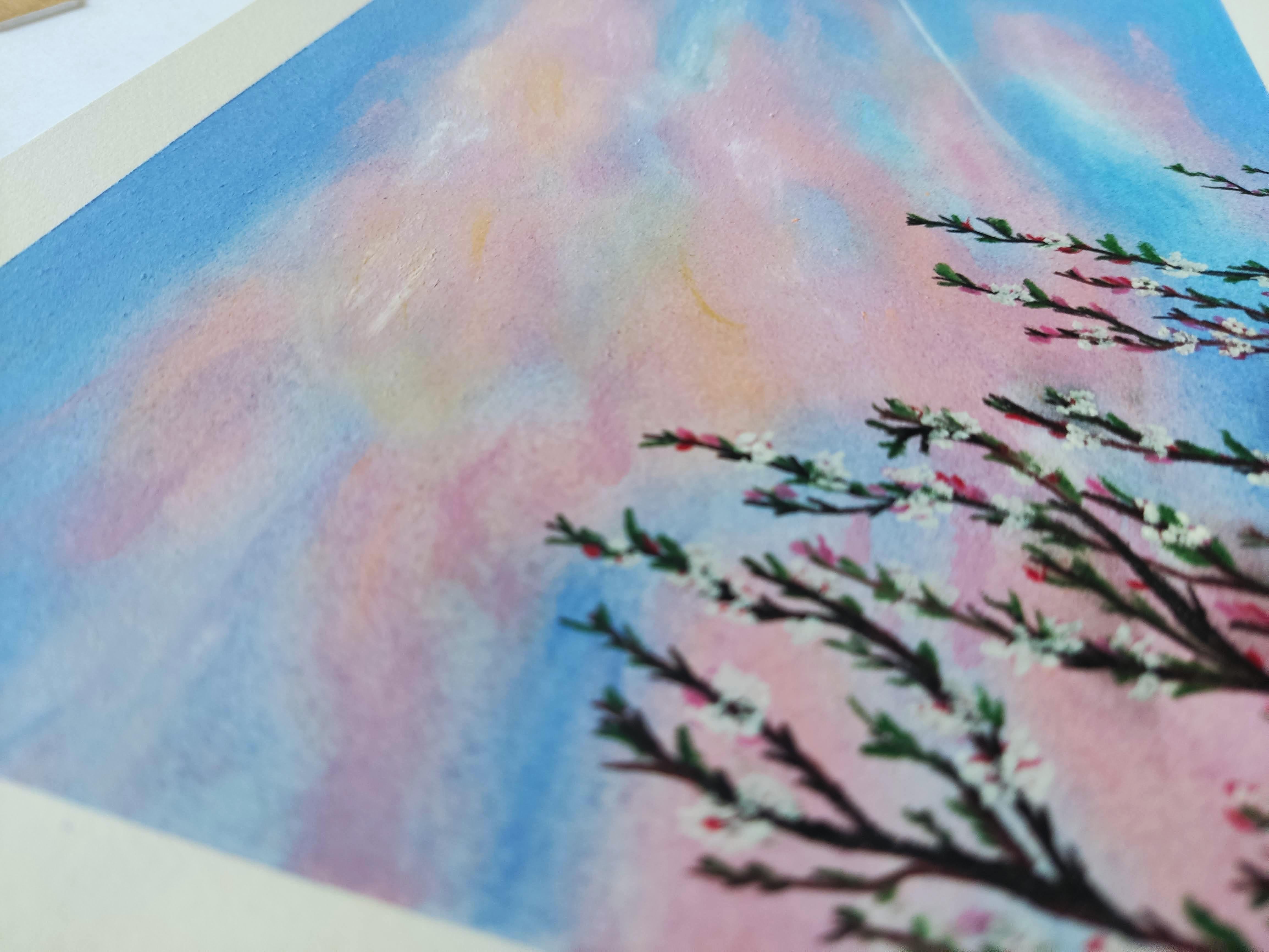 Ciel au Printemps, Pastel Drawing, Sky, Spring Time - Impressionist Art by Gabriel Riesnert