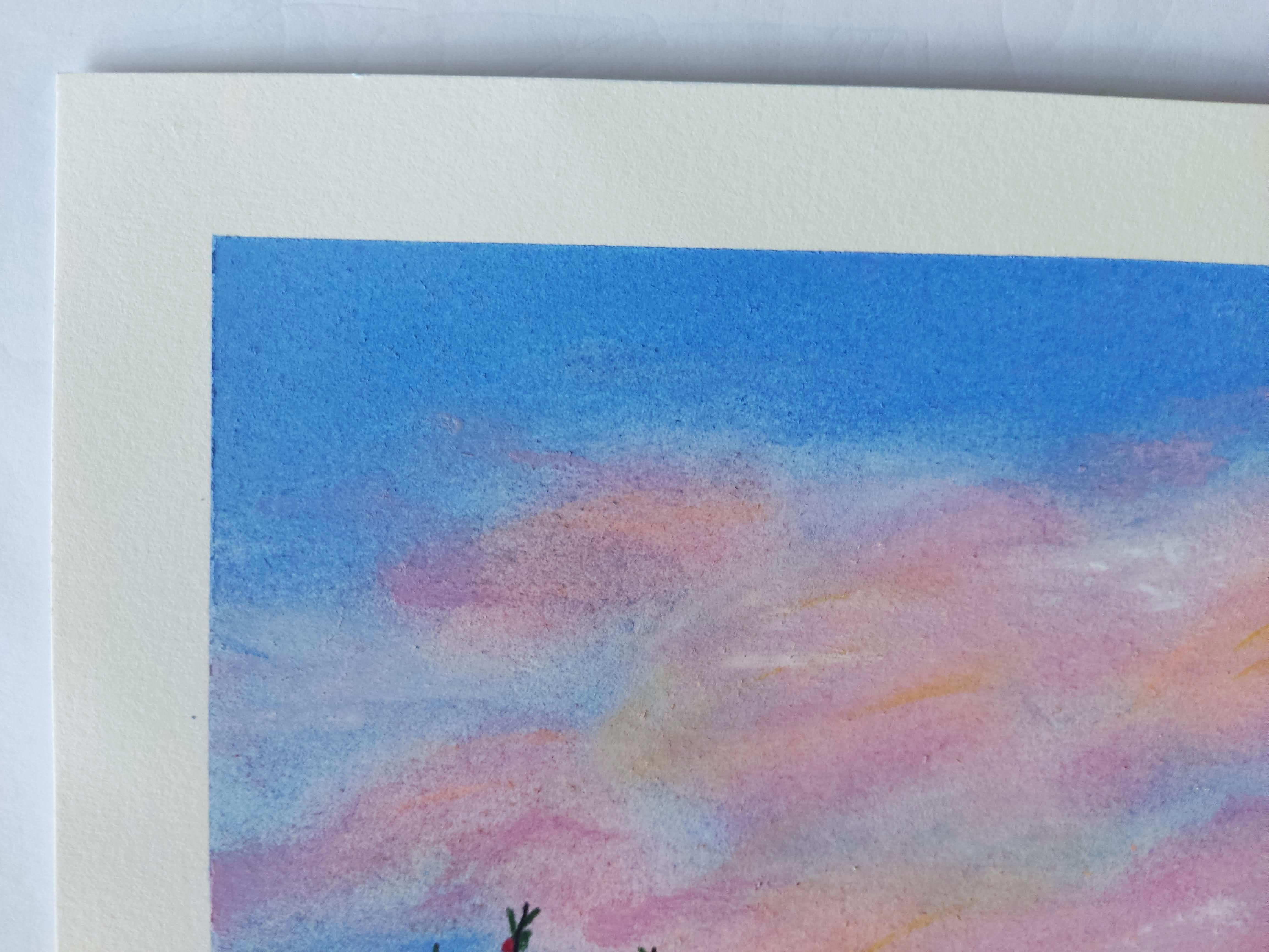 Ciel au Printemps, Pastel Drawing, Sky, Spring Time For Sale 1