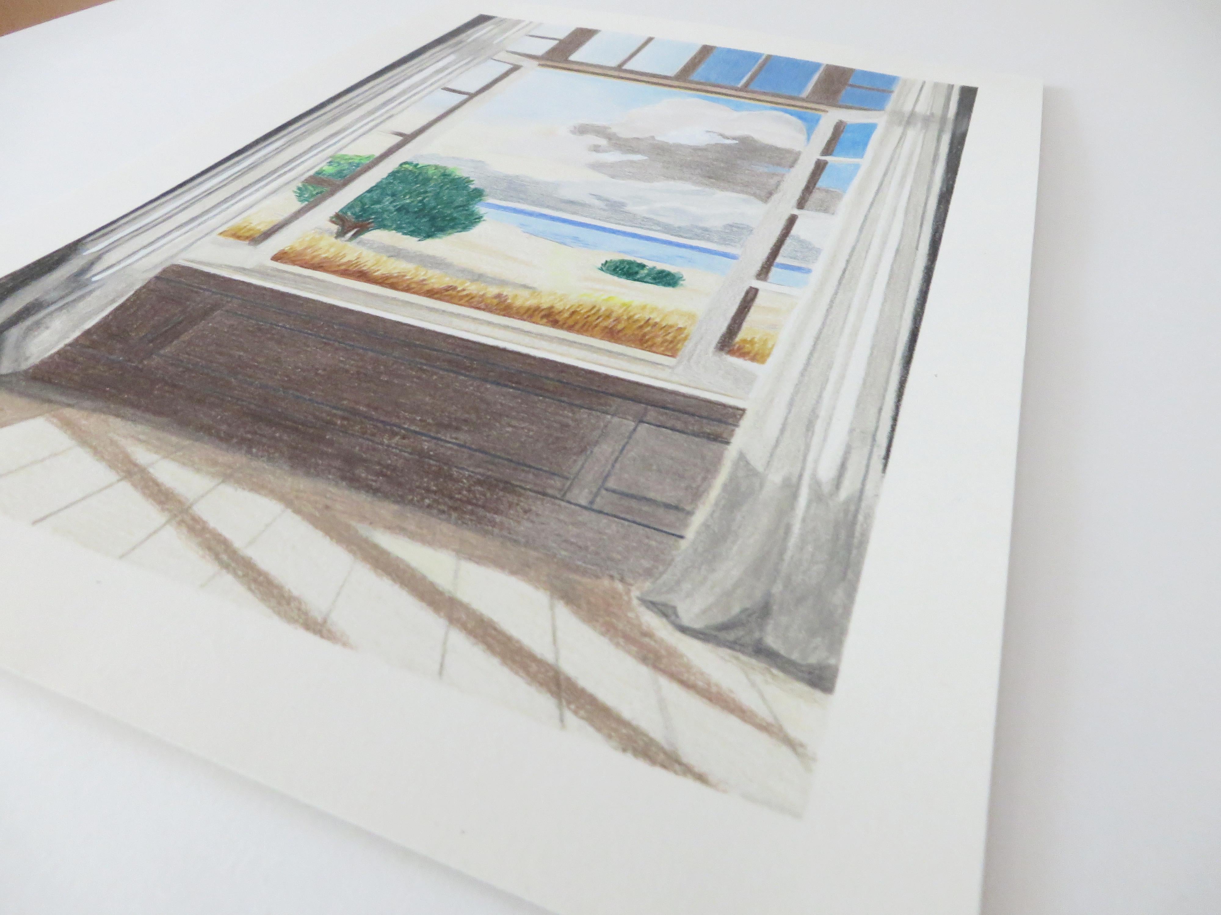 Open Window, Original Drawing, Contemporary Landscape, Interior For Sale 4