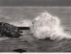 Les Indestinés, Fusain, Dessin original noir et blanc, Vague, Paysage marin