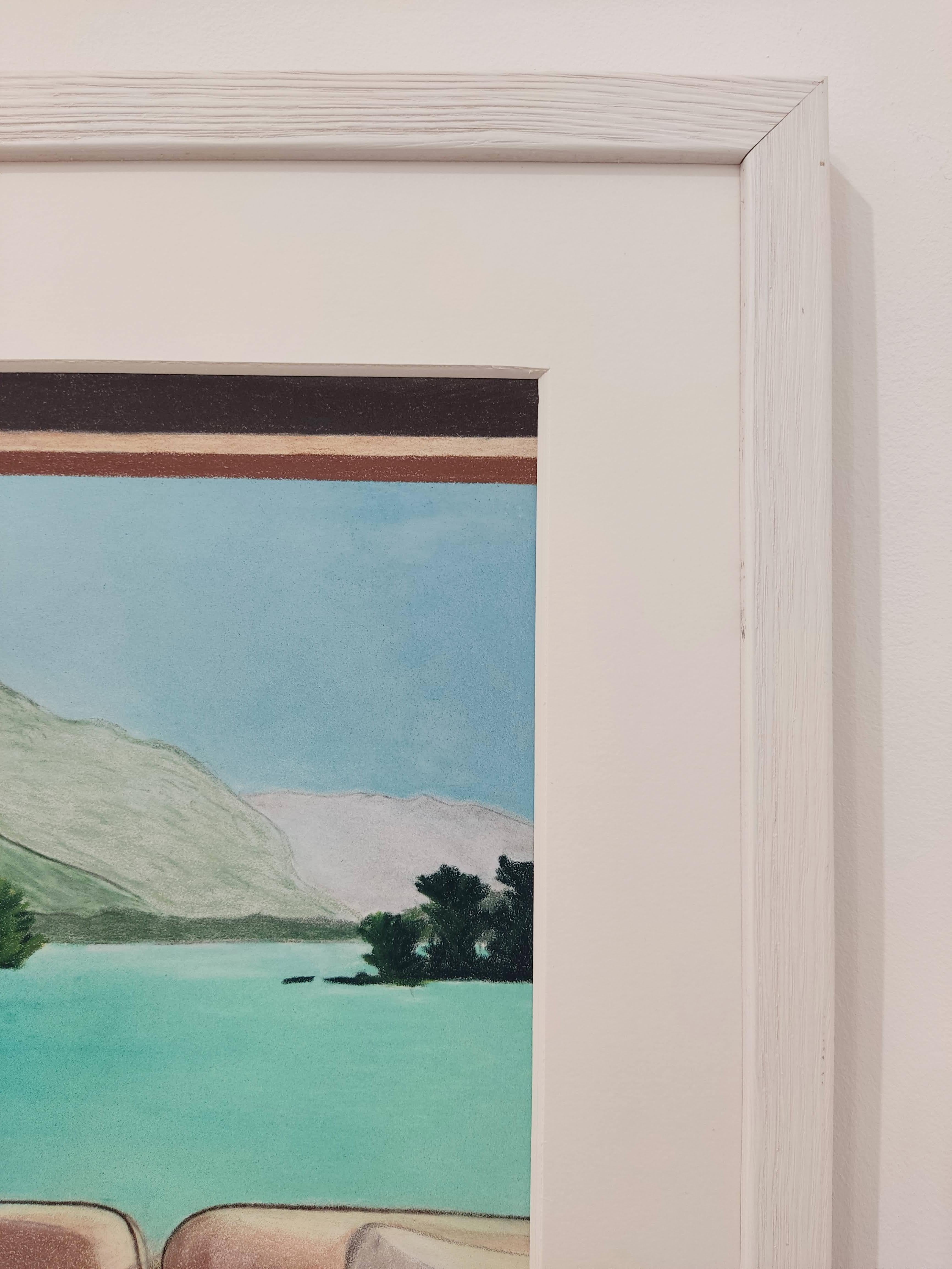 Window over the Lake, Contemporary Landscape Drawing, Modern Interior For Sale 1