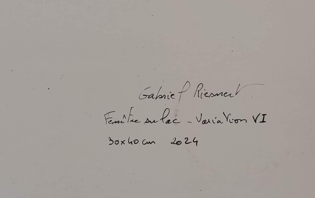 Window over the Lake, Contemporary Landscape Drawing, Modern Interior For Sale 5