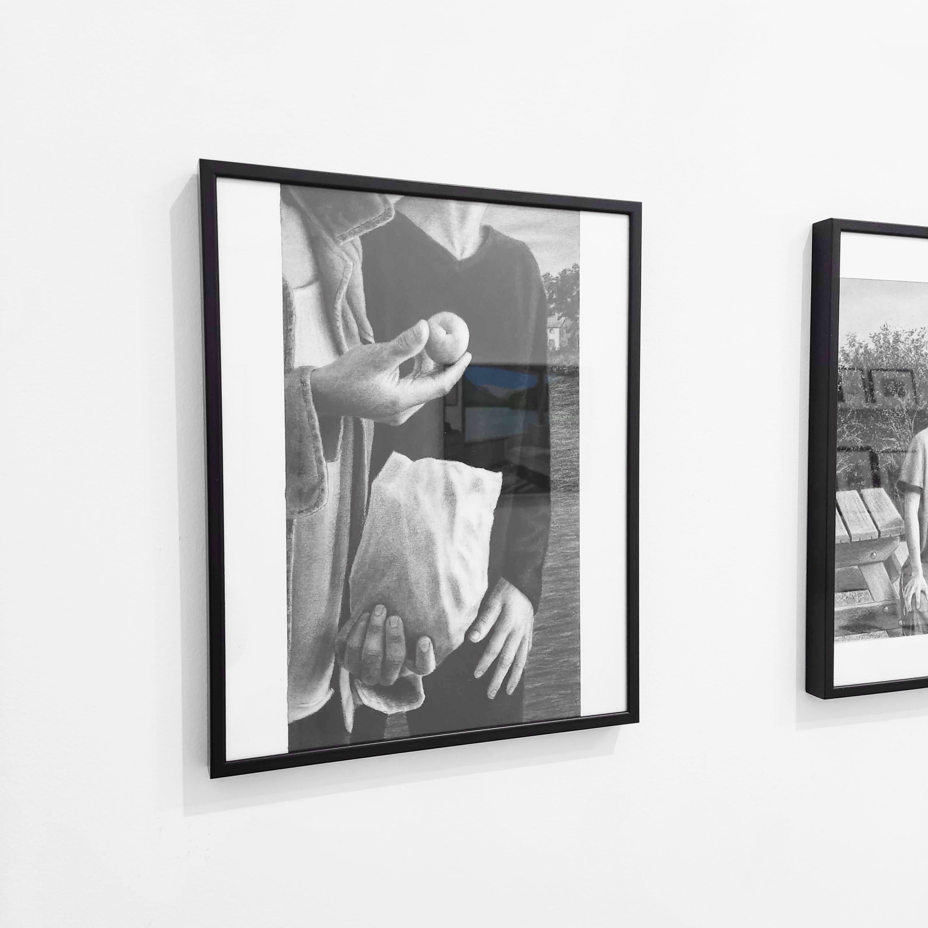Sur l'ile, Kohle, schwarz-weiße figurative Zeichnung, Zeitgenössische Zeichnung im Angebot 2