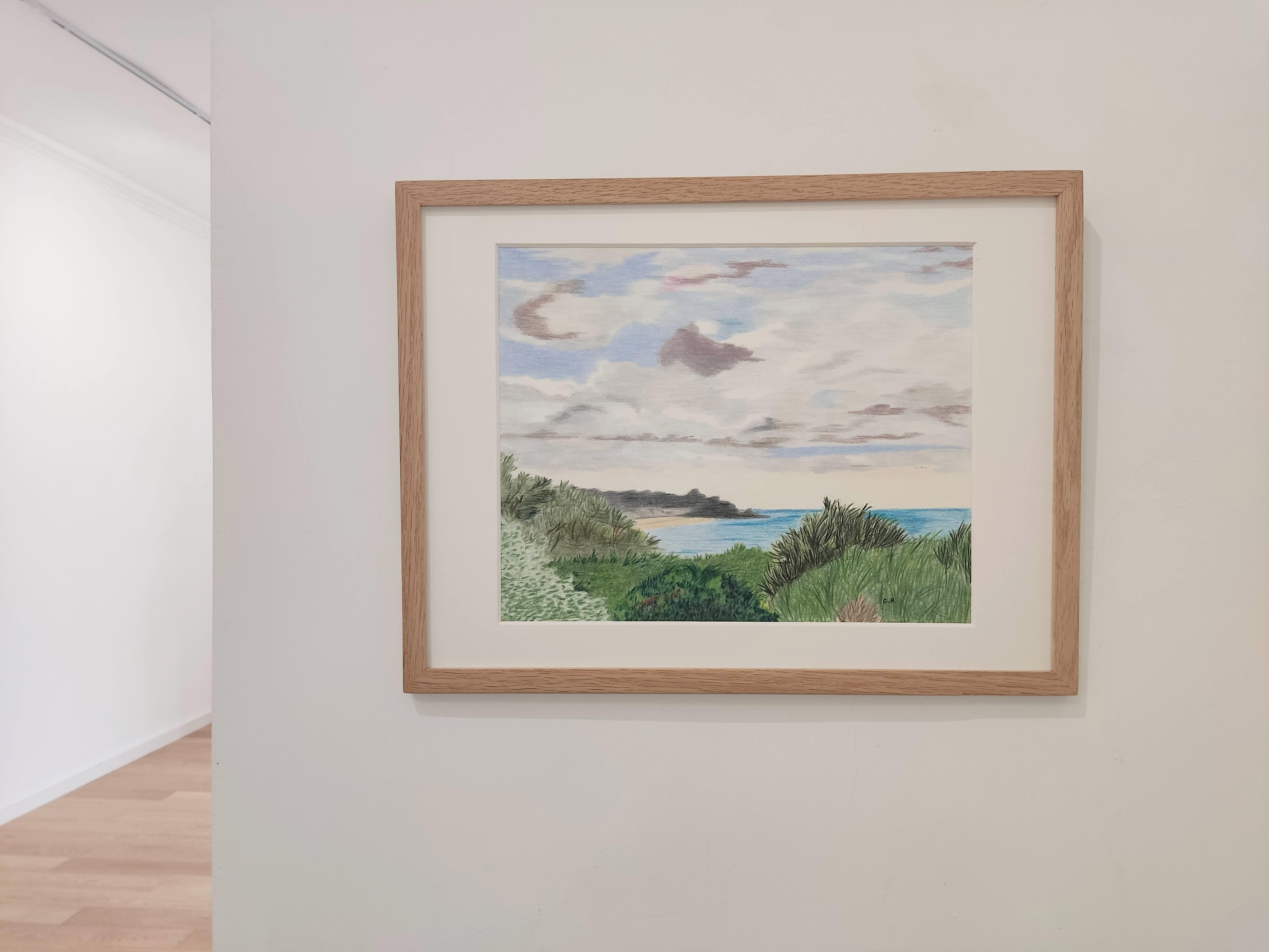 Plage des Jaunais, Original Drawing Landscape, Sea Scape, French coast For Sale 2