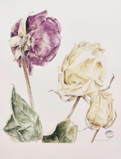 Vergeblich, Original Contemporary Aquarellmalerei, Rosen, Blumen